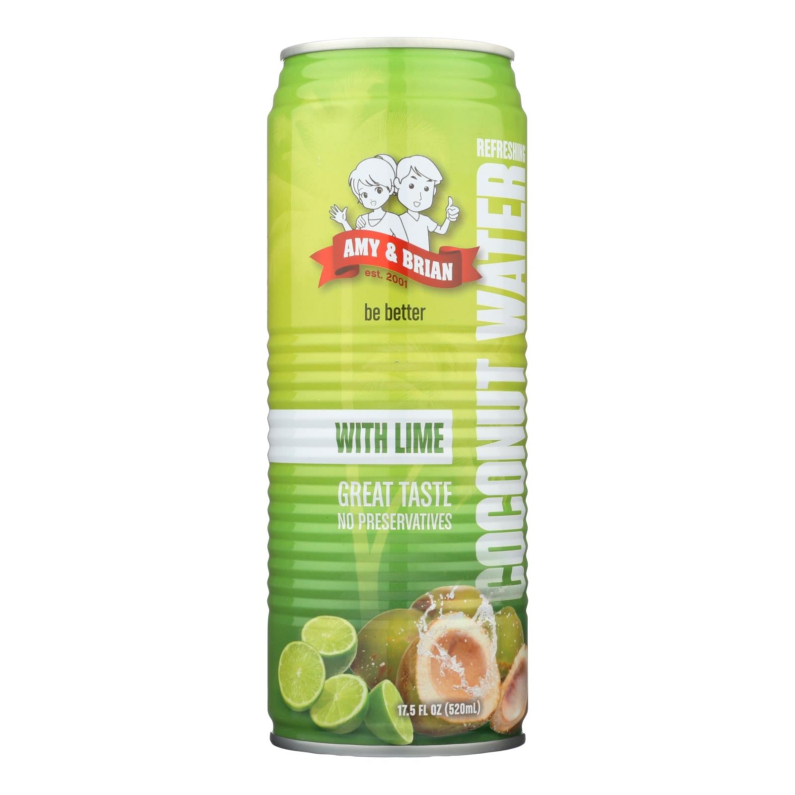 Amy And Brian - Coconut Water With Lime - Case Of 12 - 17.5 Fl Oz
