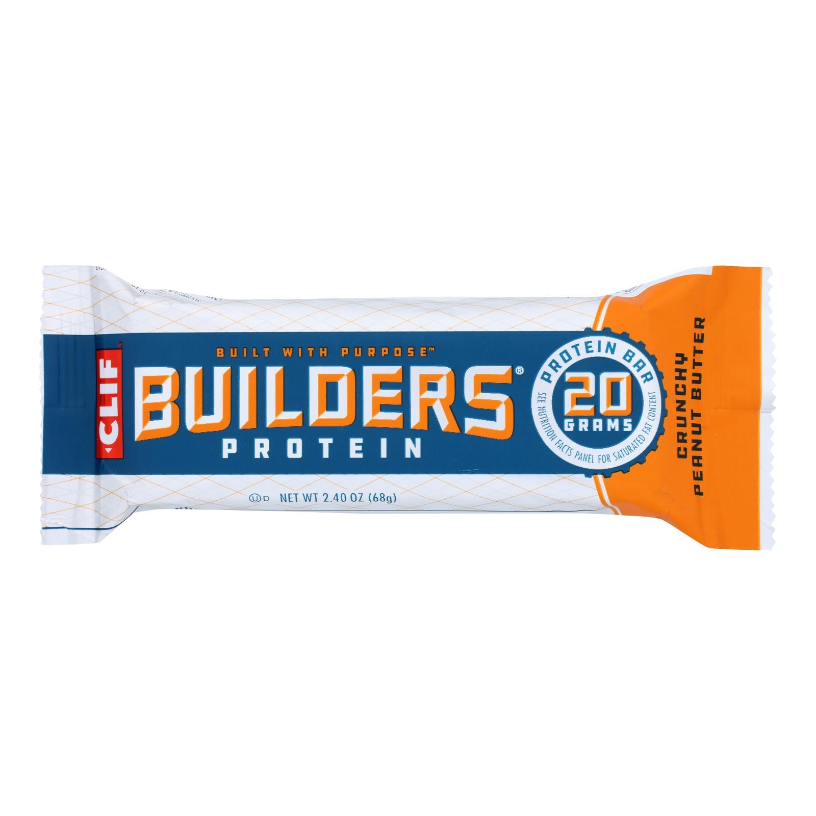 Clif Bar Builder Bar - Crunchy Peanut Butter - Case Of 12 - 2.4 Oz