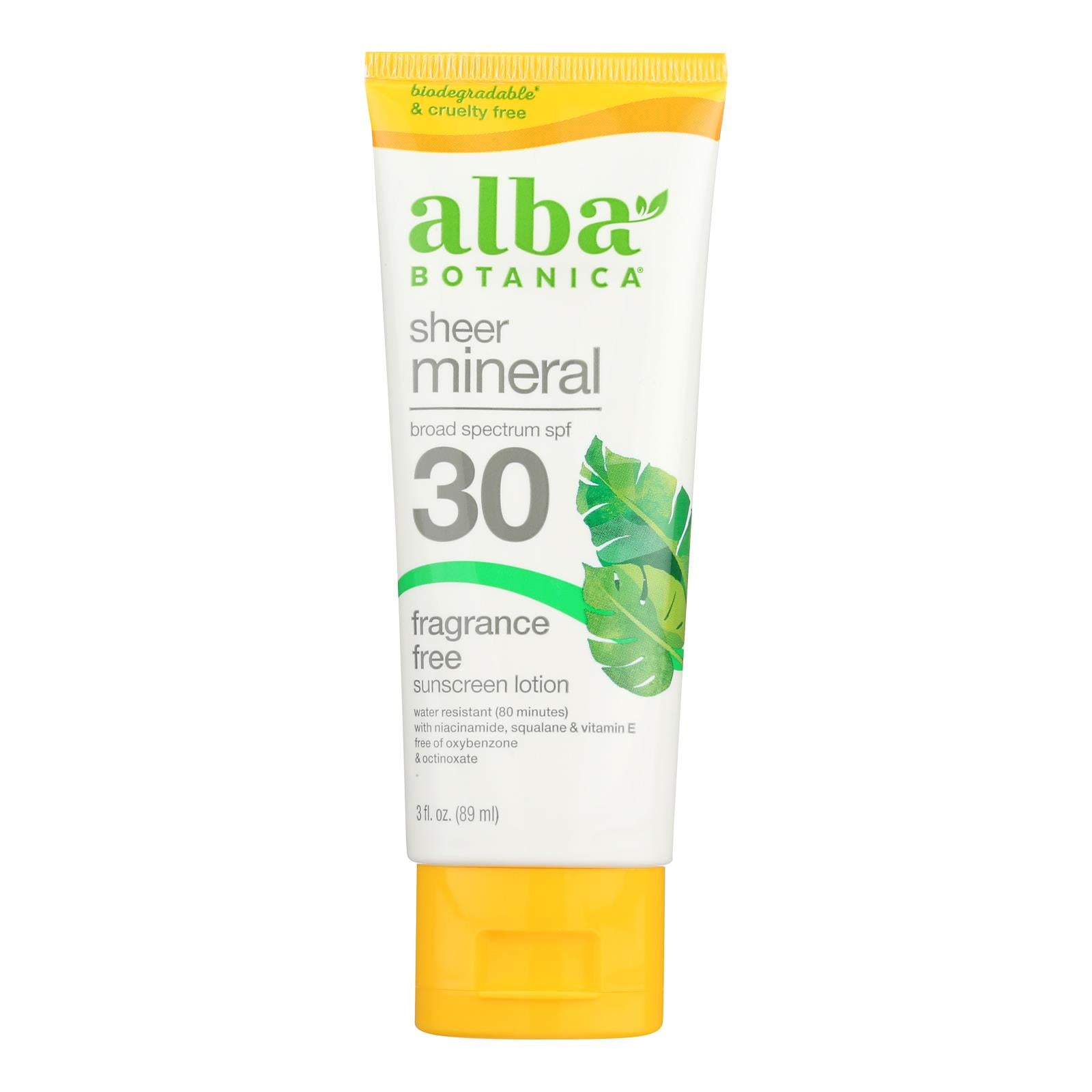 Alba Botanica - Sunscreen Lotion Mineral Formula Face and Body SPF 30 - 1 Each-3 Fluid Ounces