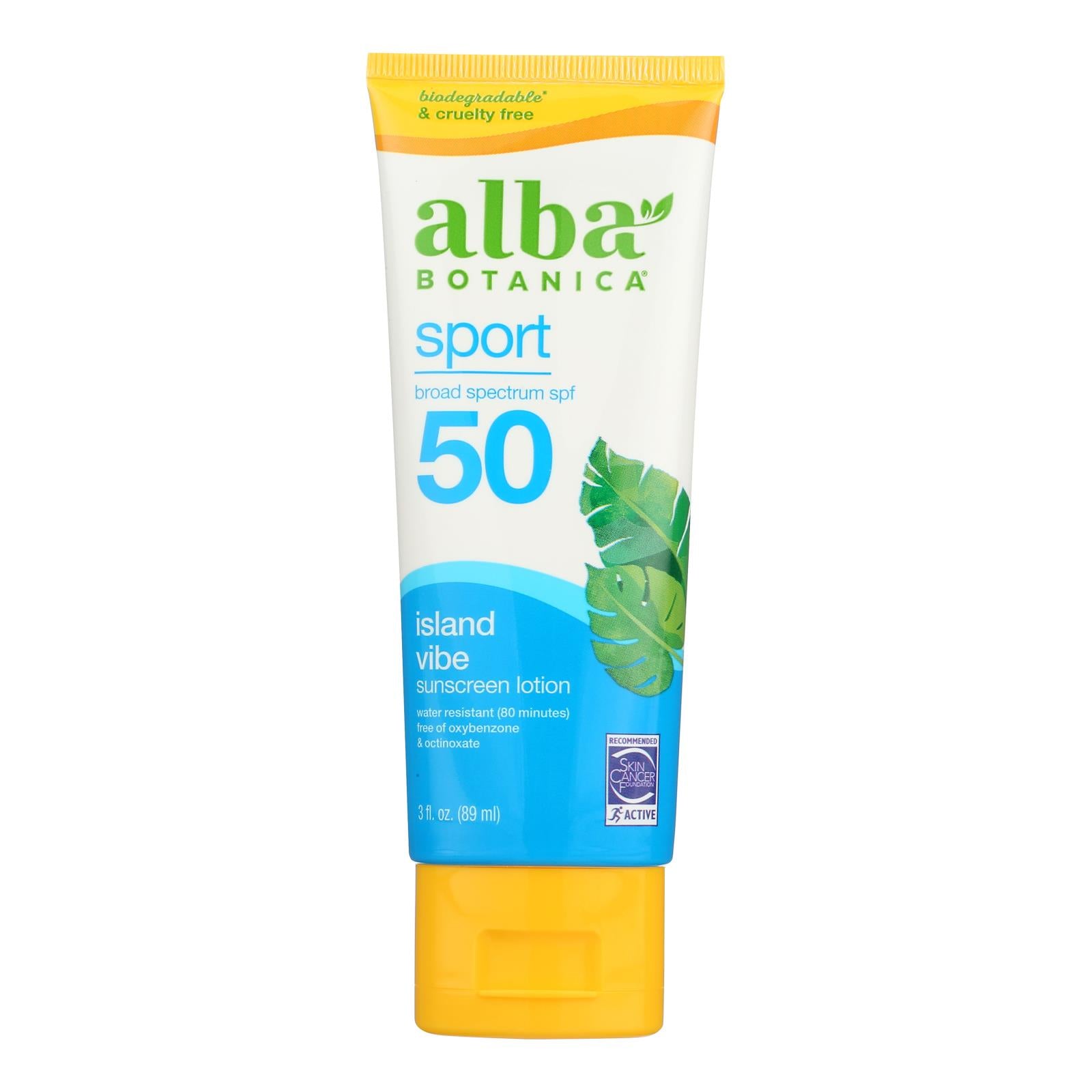 Alba Botanica - Sunscreen Lotion Sport SPF 50 - 1 Each-3 Fluid Ounces