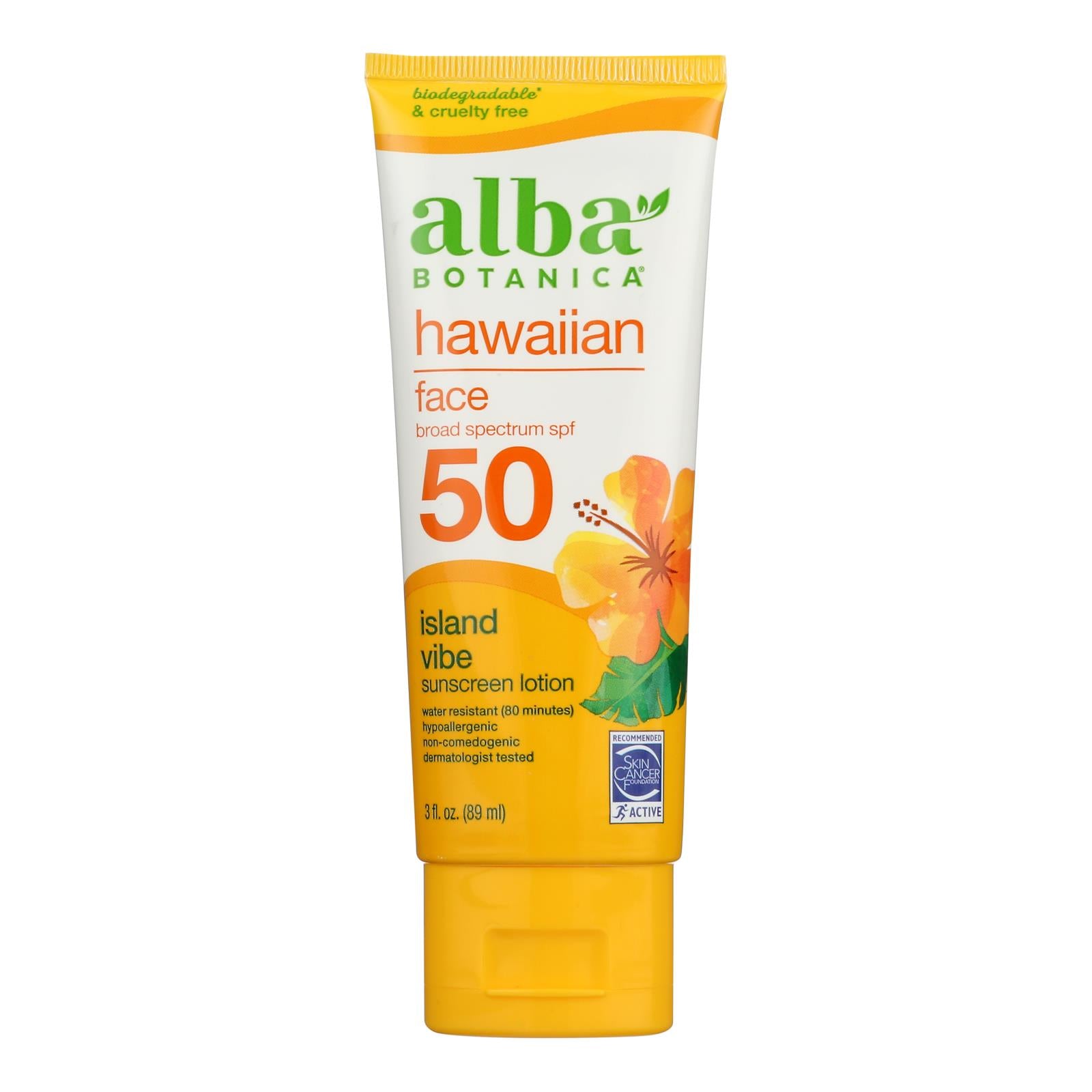 Alba Botanica - Sunscreen Lotion Facial SPF50 - 1 Each-3 Fluid Ounces