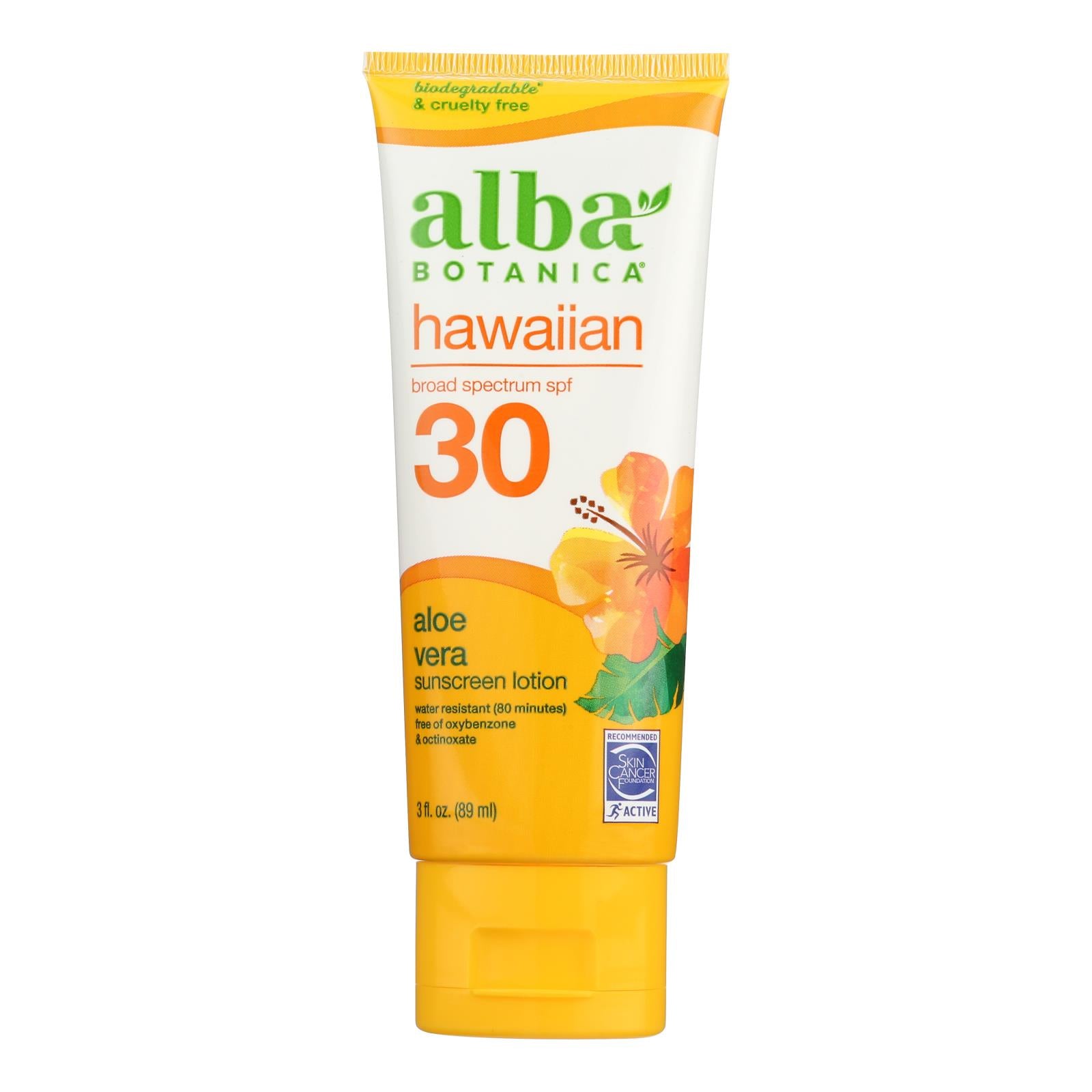 Alba Botanica - Sunscreen Lotion Aloe Vera SPF30 - 1 Each-3 Fluid Ounces