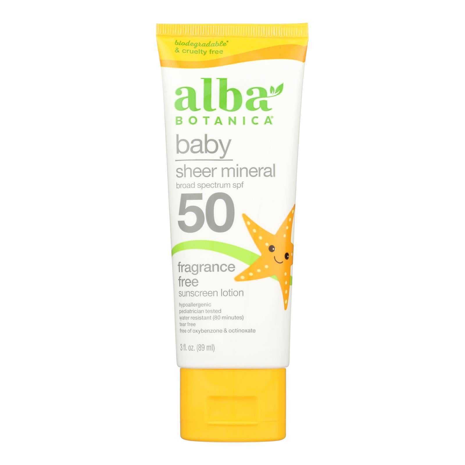 Alba Botanica - Sunscreen Lotion Mineral Baby SPF50 - 1 Each-3 Fluid Ounces