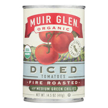 Load image into Gallery viewer, Muir Glen Fire Roasted Diced Tomatoes With Green Chilies - Green Chilies - Case Of 12 - 14.5 Oz.
