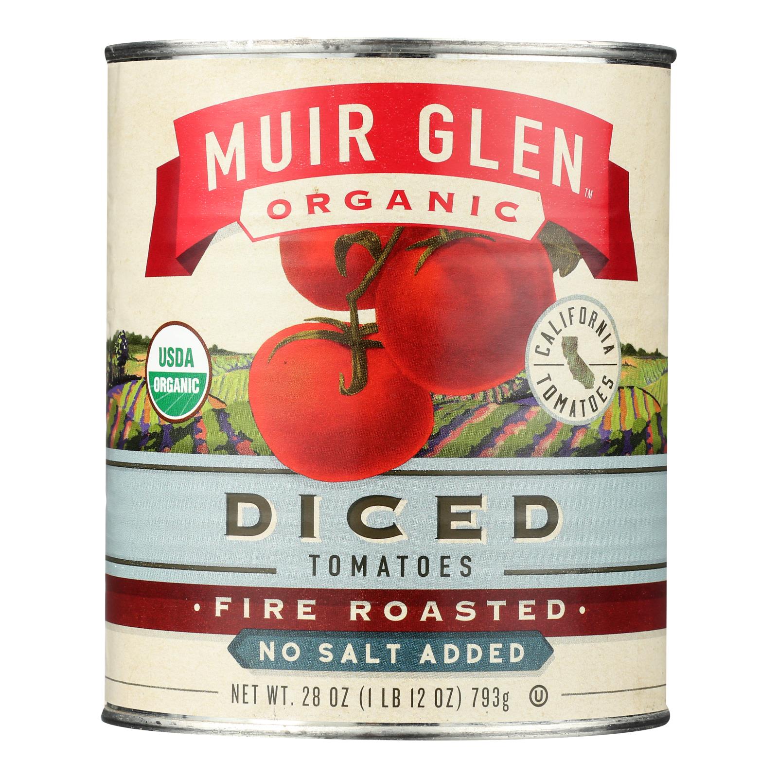 Muir Glen Organic Tomatoes - Fire Roasted - Diced - No Salt - Case of 12 - 28 oz