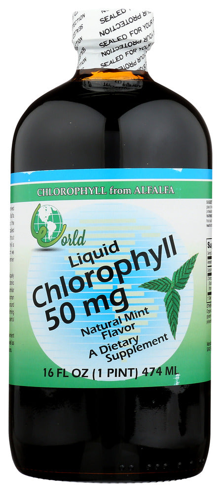 World Organic Natural Mint Flavor Liquid Chlorophyll 16 oz - Case of 1