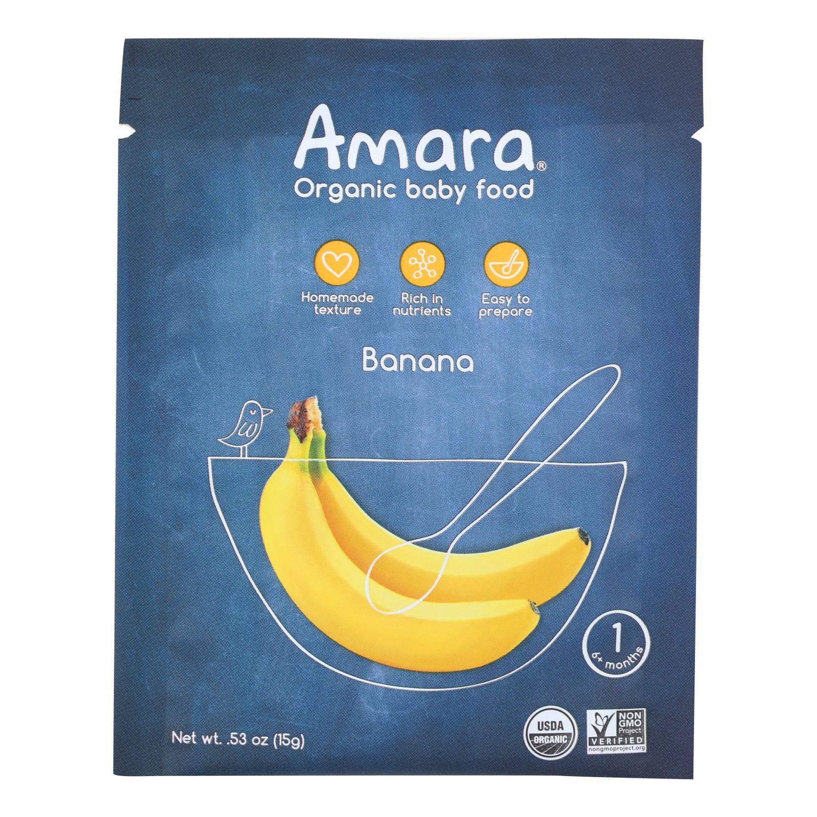 Amara - Baby Food Banana 6 Month - Case of 7 - .53 OZ