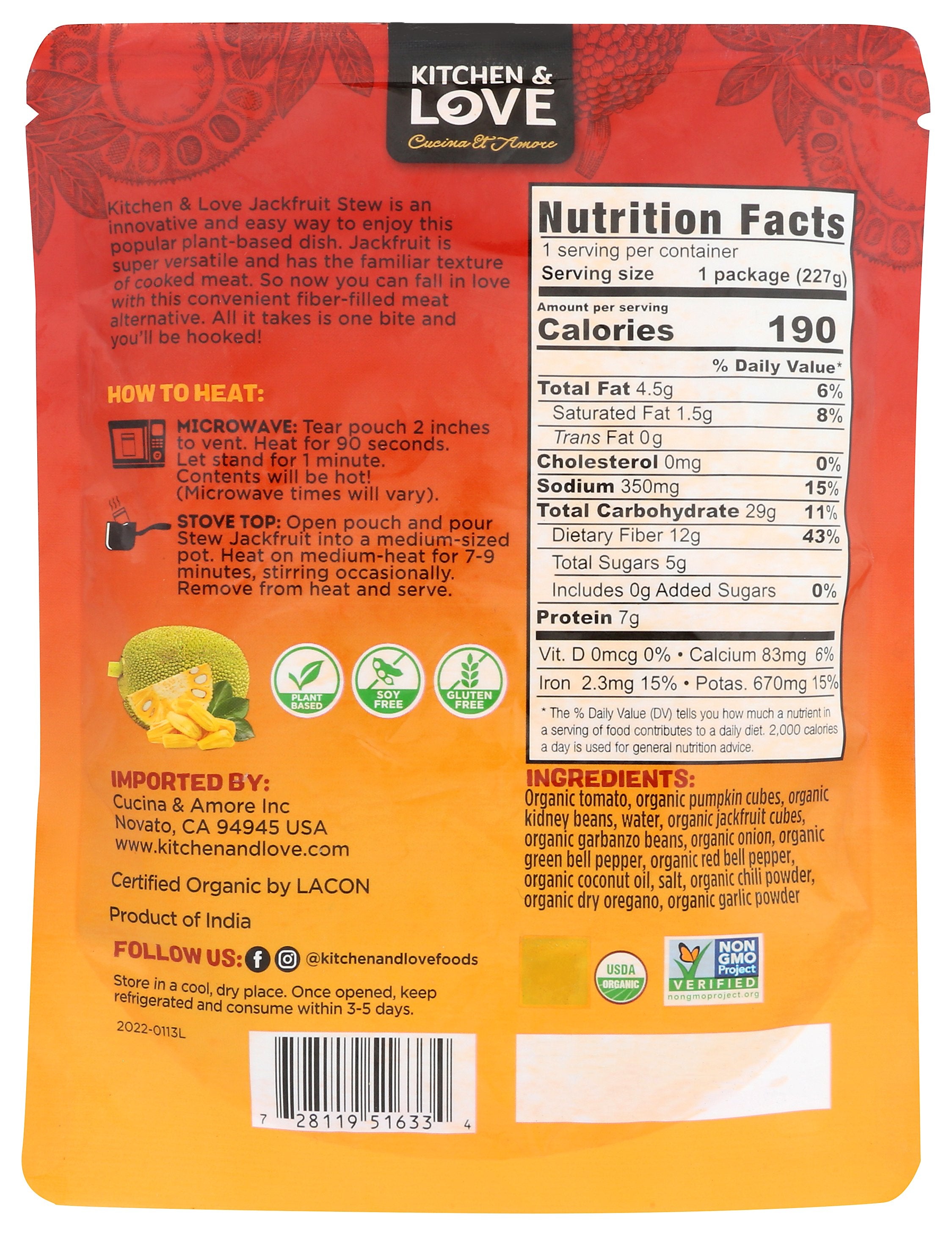 KITCHEN AND LOVE MEAL JACKFRUIT STEW ORG - Case of 6