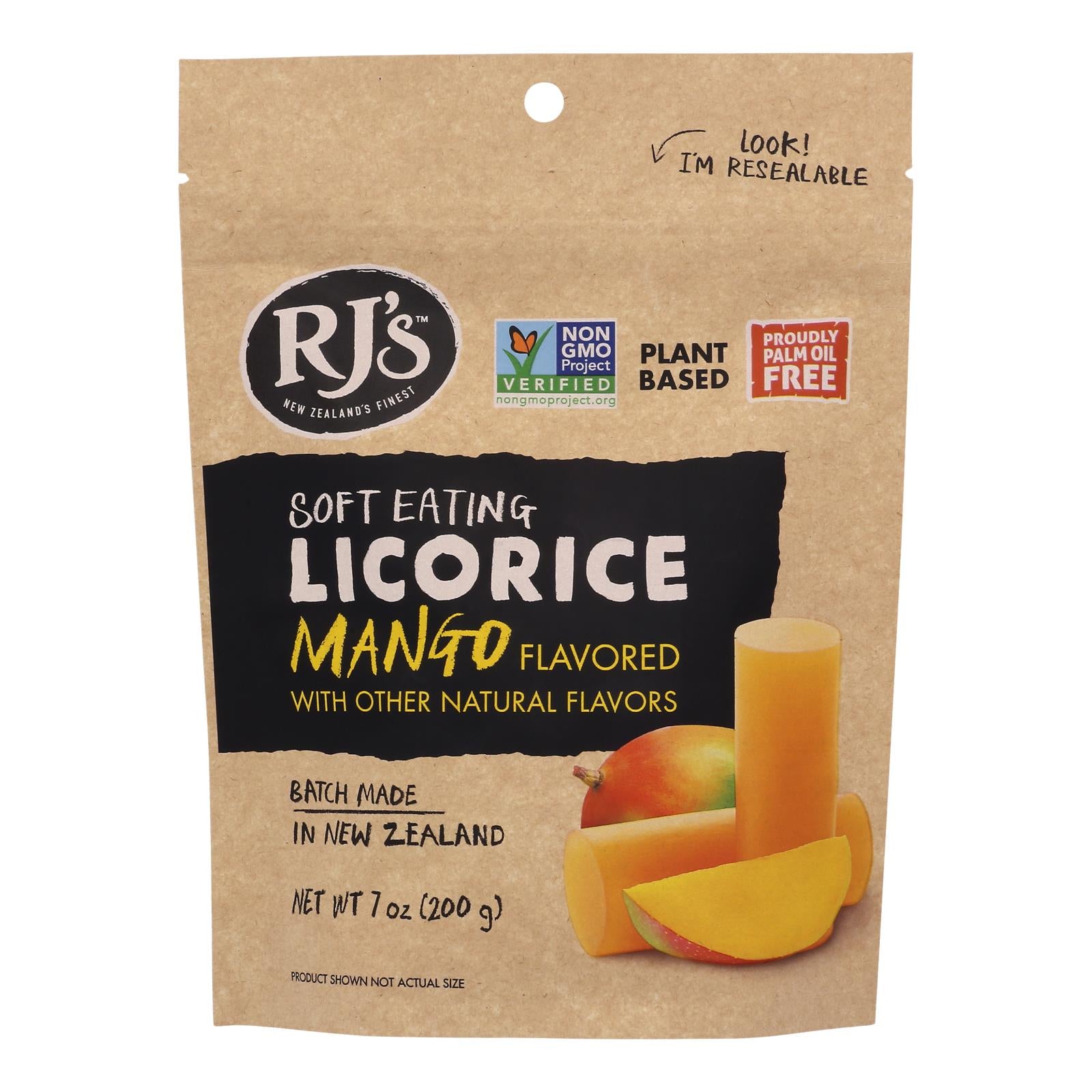 Rj's Licorice Soft Eating Licorice - Mango - Case Of 8 - 7.05 Oz