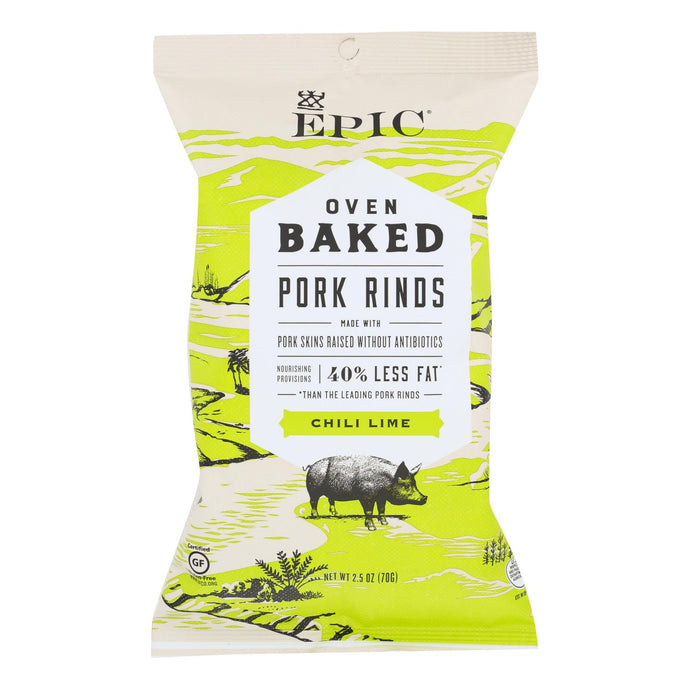 Epic Chili Lime Oven Baked Pork Rinds  - Case Of 12 - 2.5 Oz