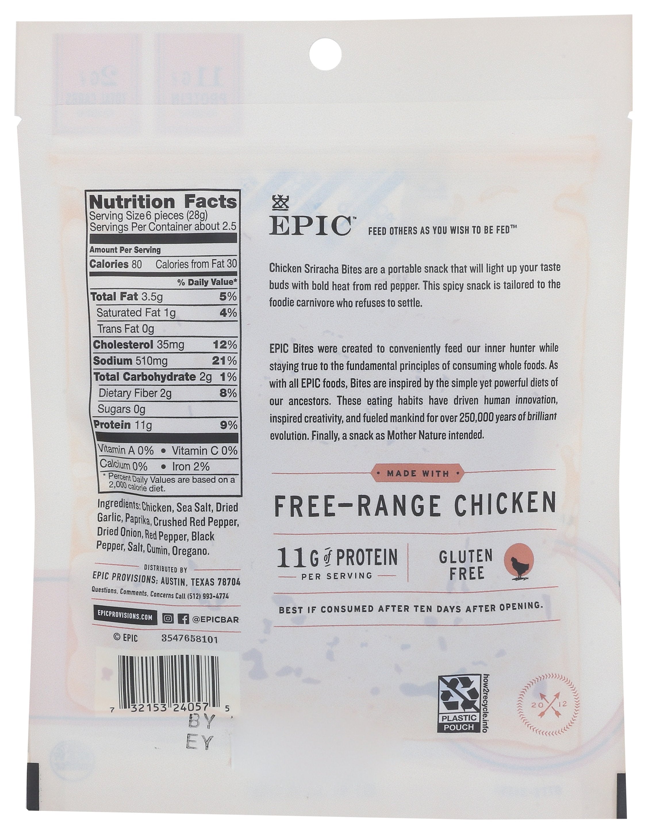 EPIC BITES CHKN SRIRACHA - Case of 8