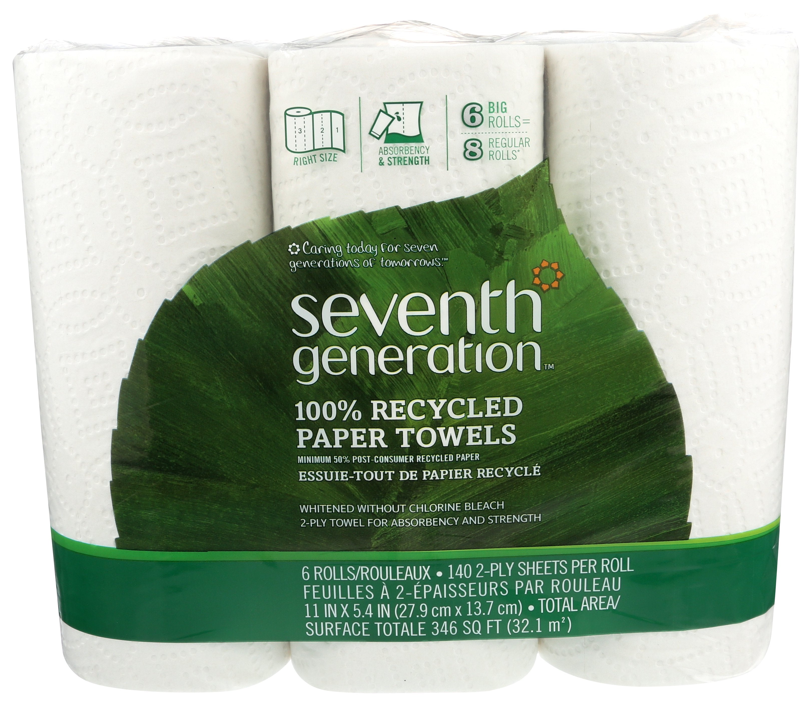 SEVENTH GENERATION PAPER TOWEL 6RL PCK