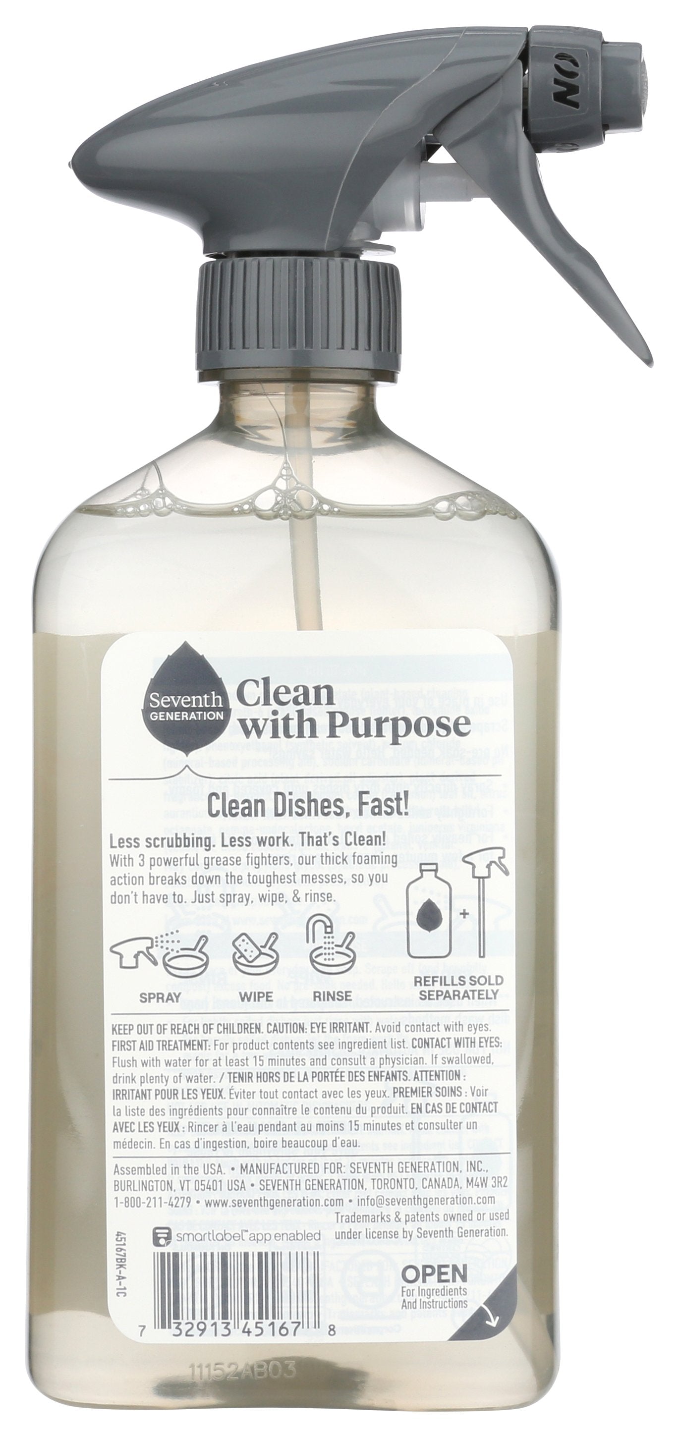 SEVENTH GENERATION SPRAY DISH FOAM APPLE - Case of 6