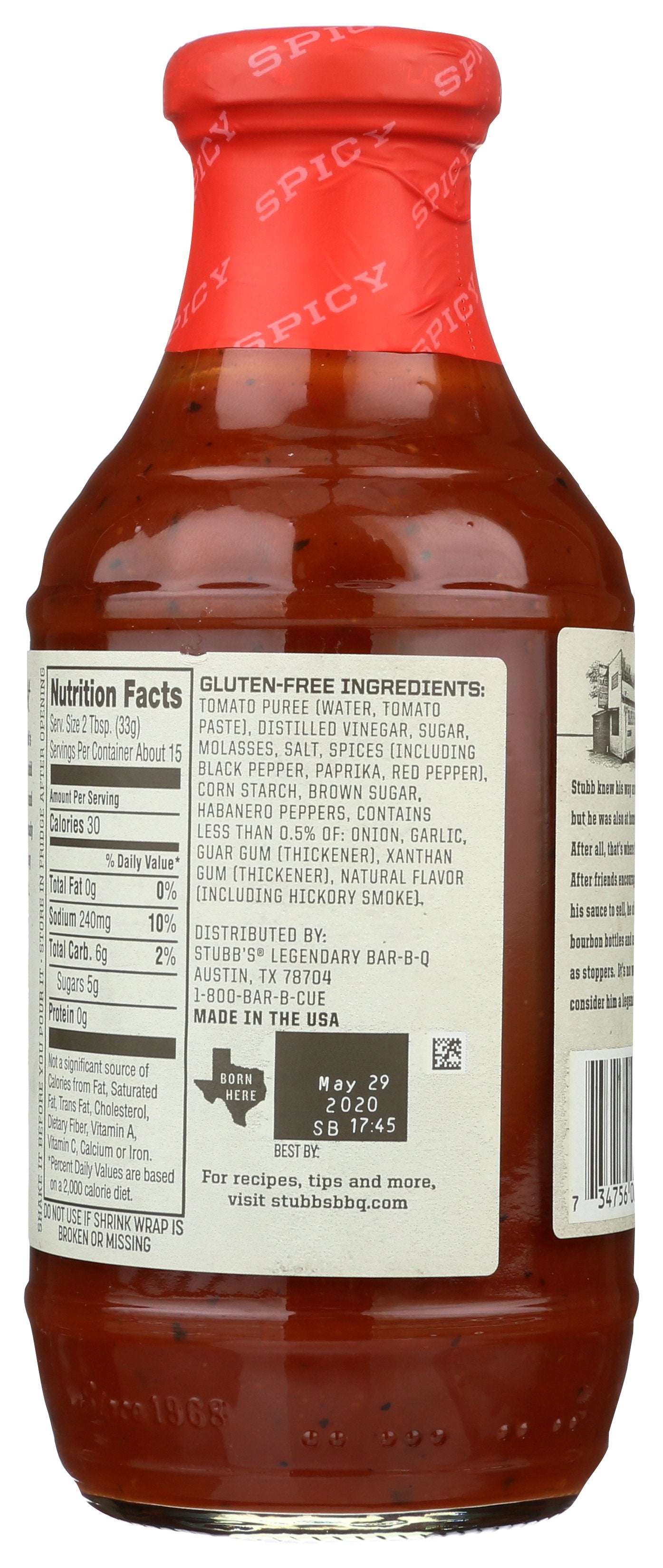 STUBBS SAUCE BBQ SPICY - Case of 6