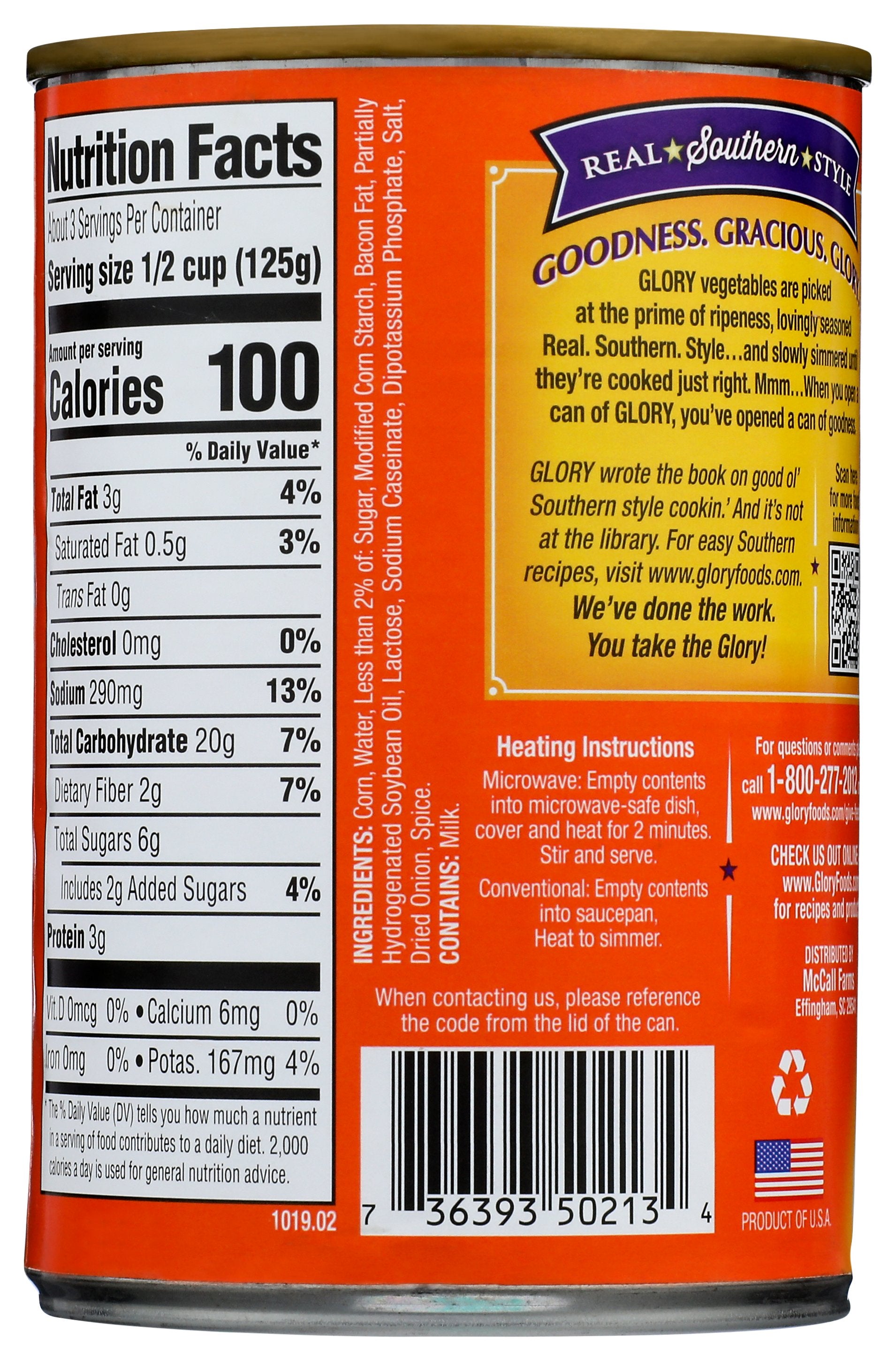 GLORY FOODS CORN SKILLET SEASONED - Case of 12