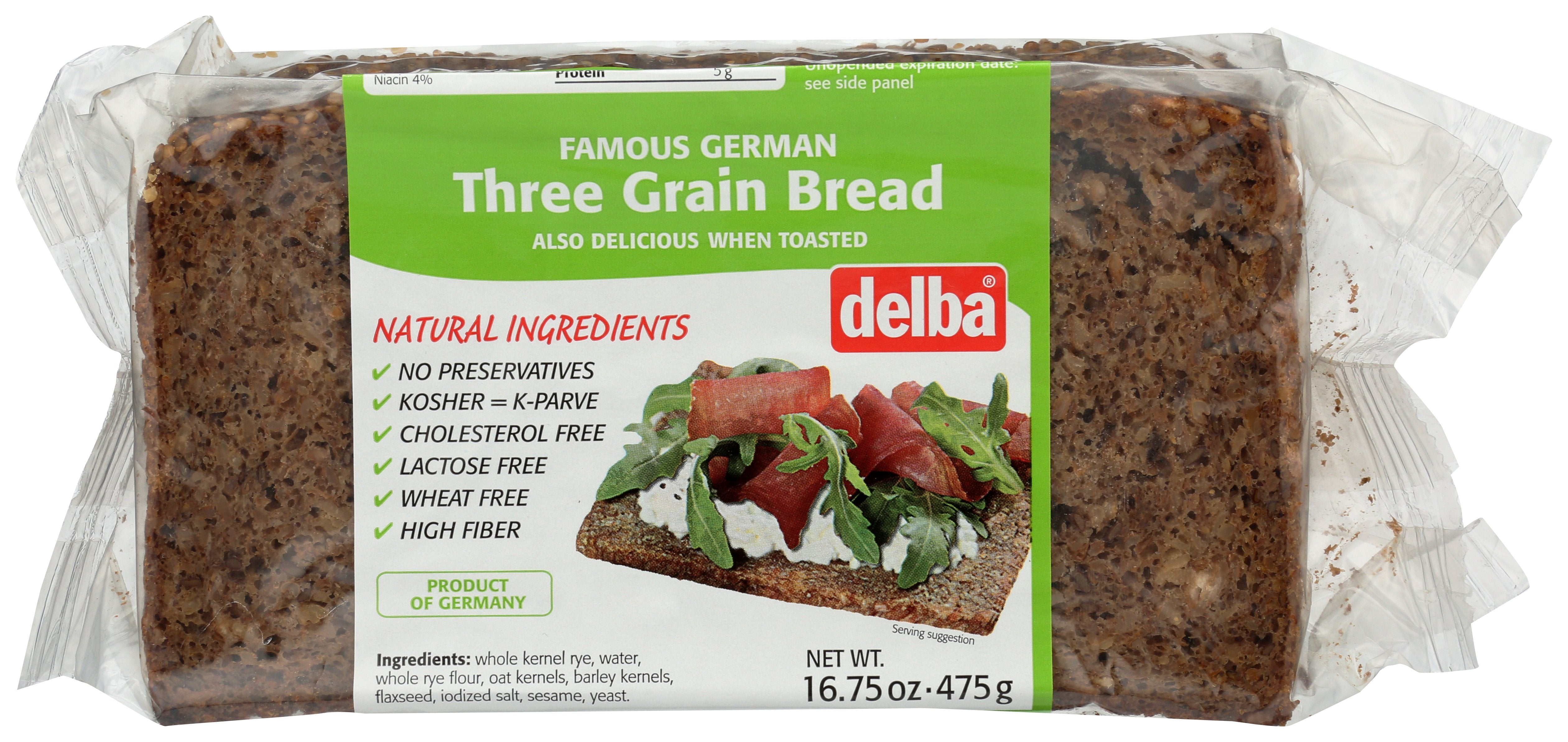 DELBA BREAD 3 GRAIN - Case of 12