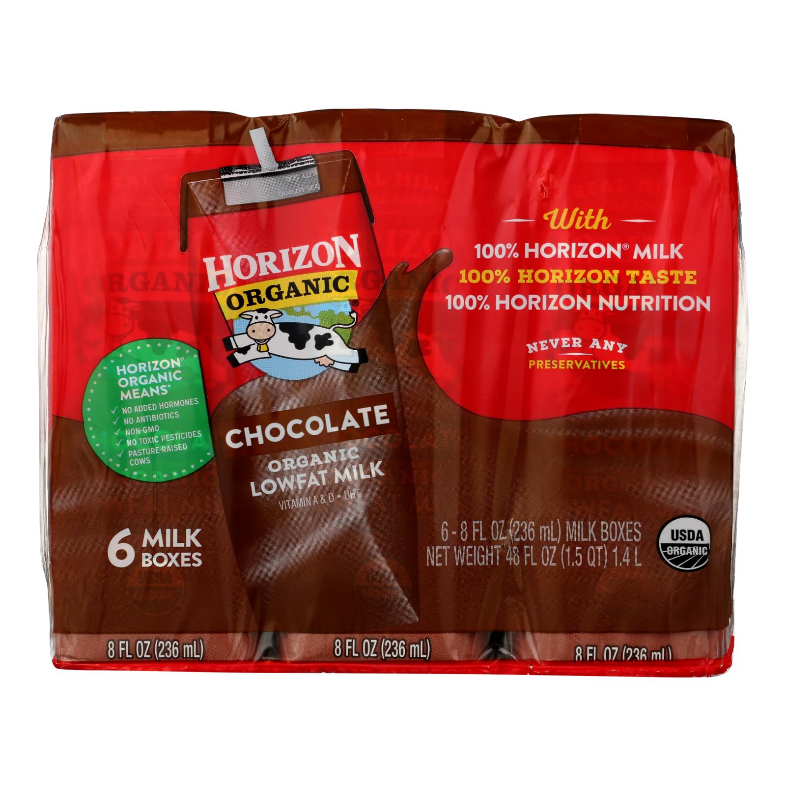 Horizon Organic Dairy Milk - Organic - 1 Percent - Lowfat - Box - Chocolate - 6/8 oz - case of 3