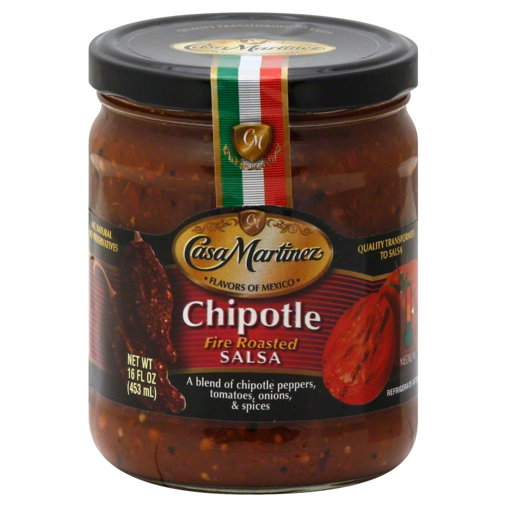 Casa Martinez Salsa Chipotle Fire Roasted - Pack of 6 - 16 oz