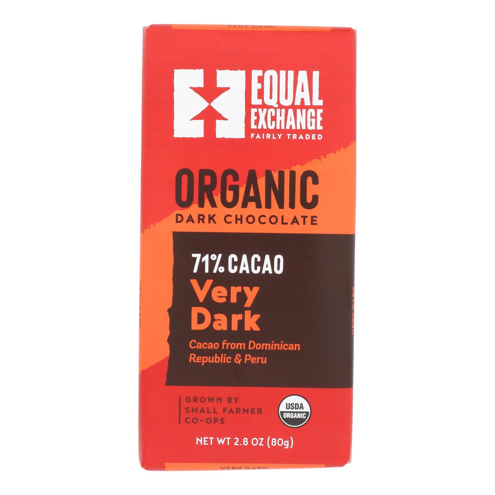 Equal Exchange Organic Chocolate Bar - Very Dark - Case of 12 - 2.8 oz.