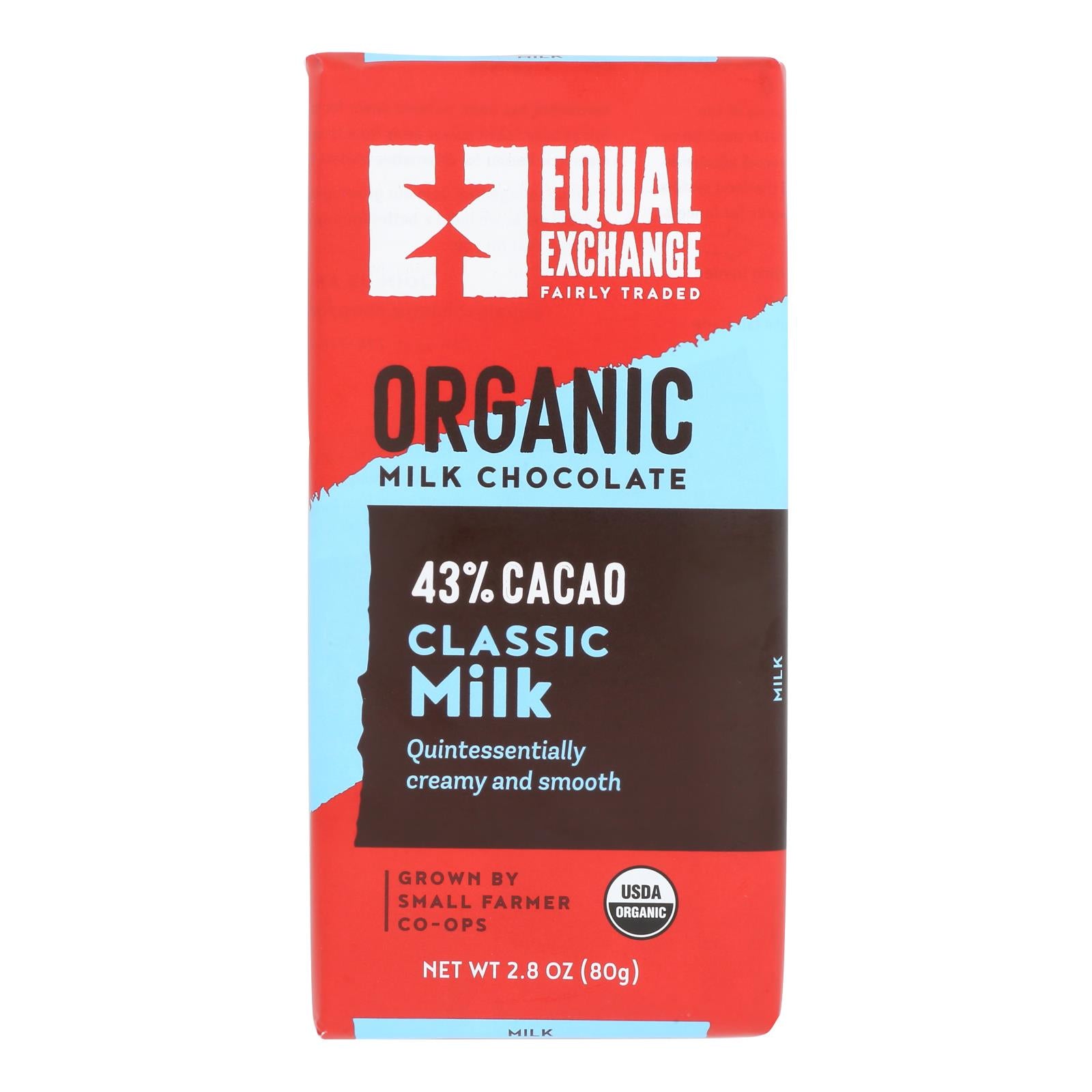 Equal Exchange - Bar Milk Chocolate - Case of 12-2.8 OZ