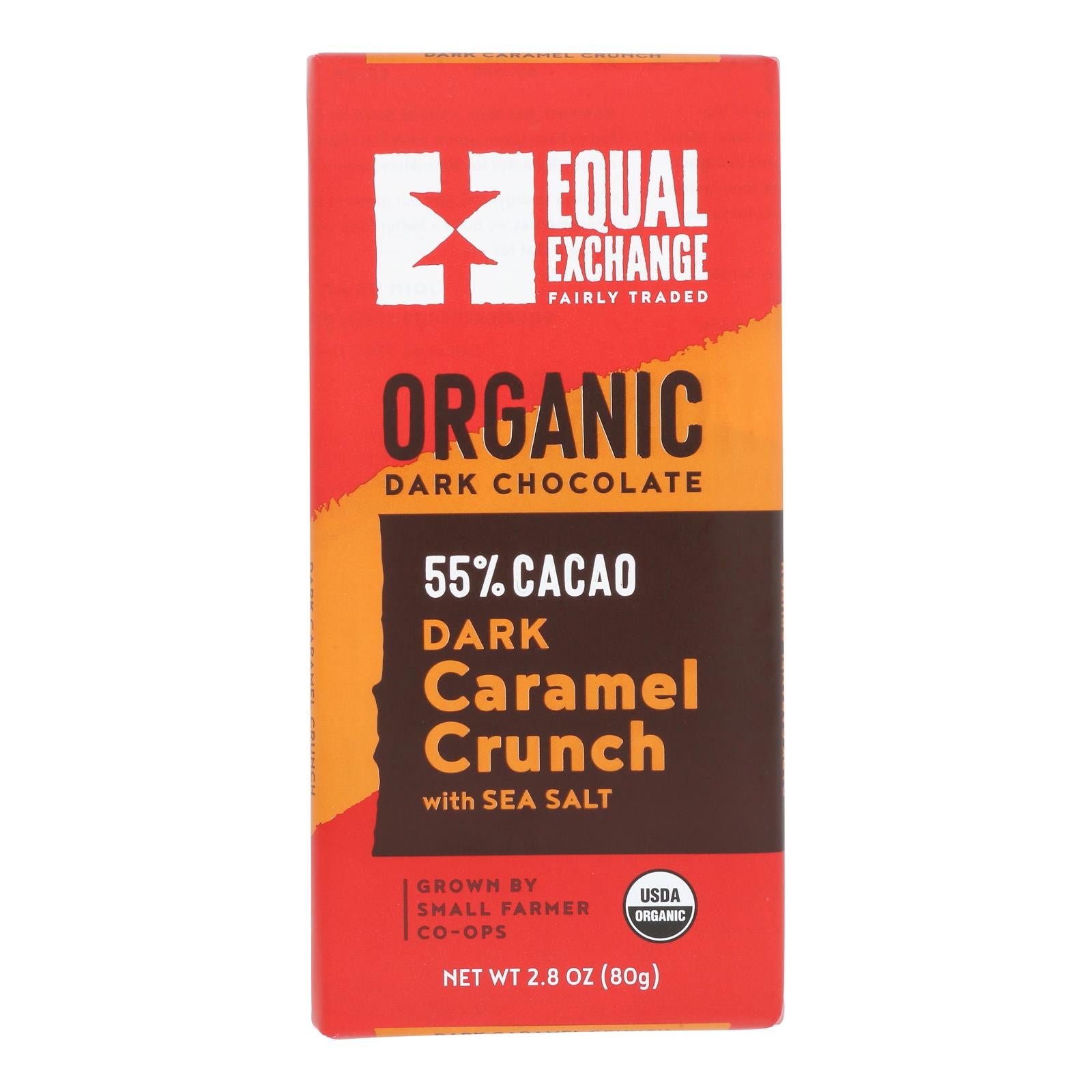 Equal Exchange Organic Milk Chocolate Bar - Caramel Crunch with Sea Salt - Case of 12 - 2.8 oz.