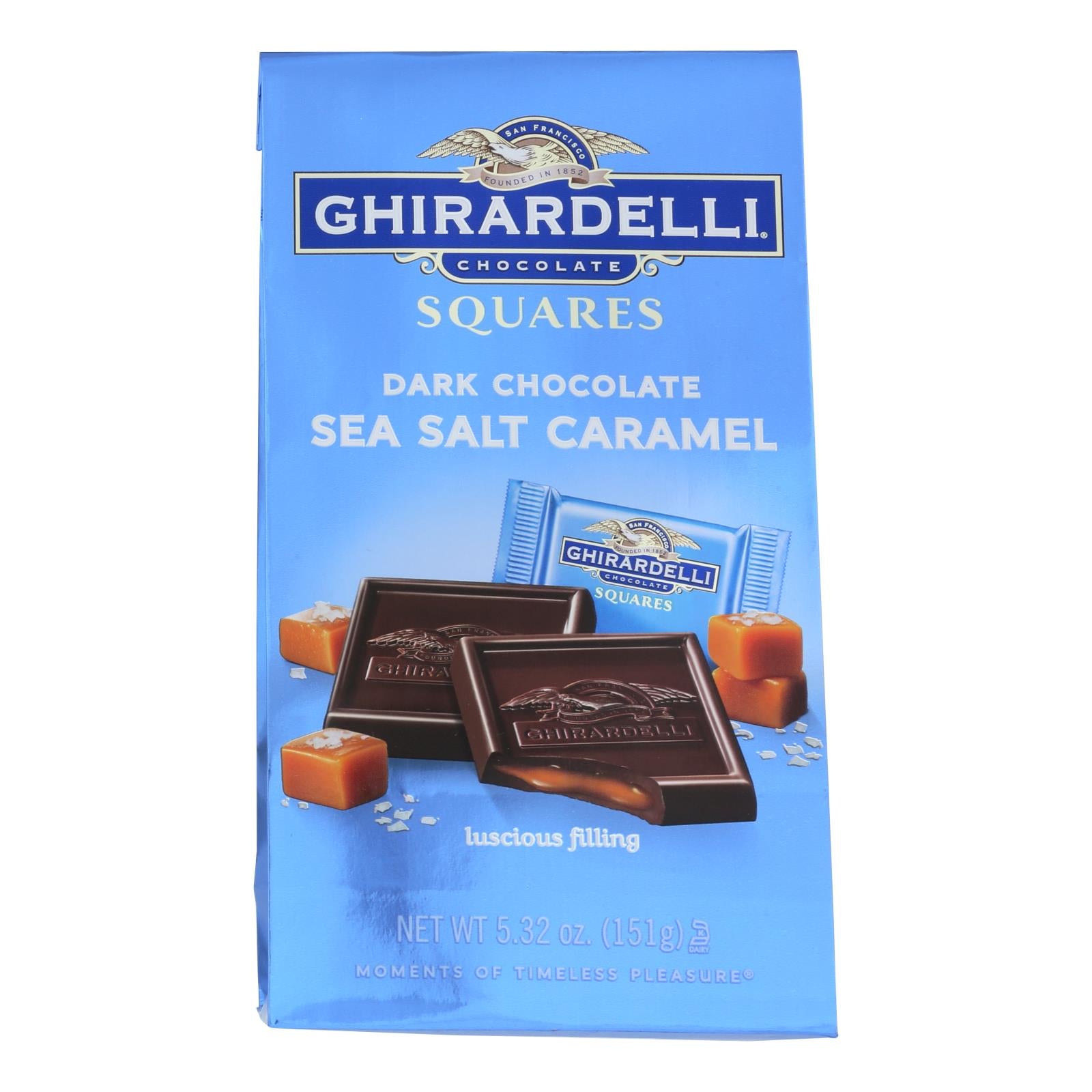 Ghirardelli Dark Chocolate Sea Salt Caramel Squares  - Case of 6 - 5.32 OZ