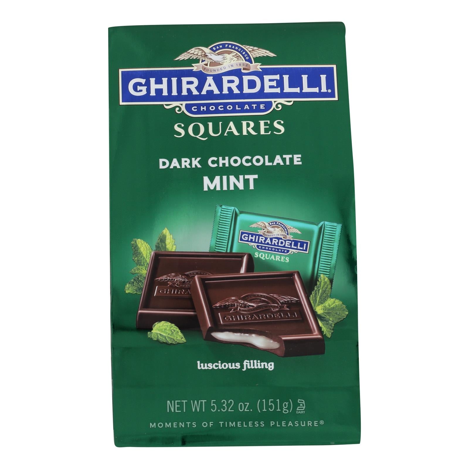 Ghirardelli Dark Chocolate Mint Squares  - Case of 6 - 5.32 OZ