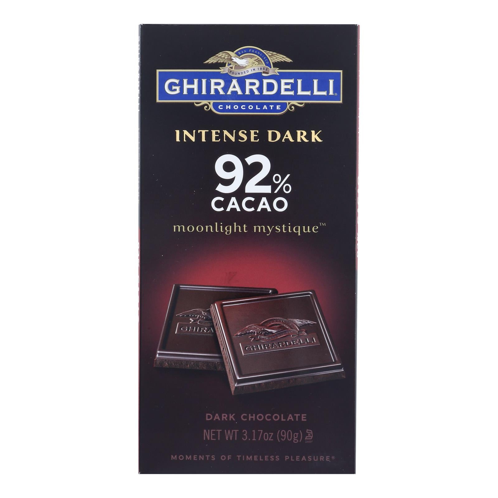 Ghirardelli 92% Cacao Moonlight Mystique Intense Dark Chocolate - Case of 12 - 3.17 OZ