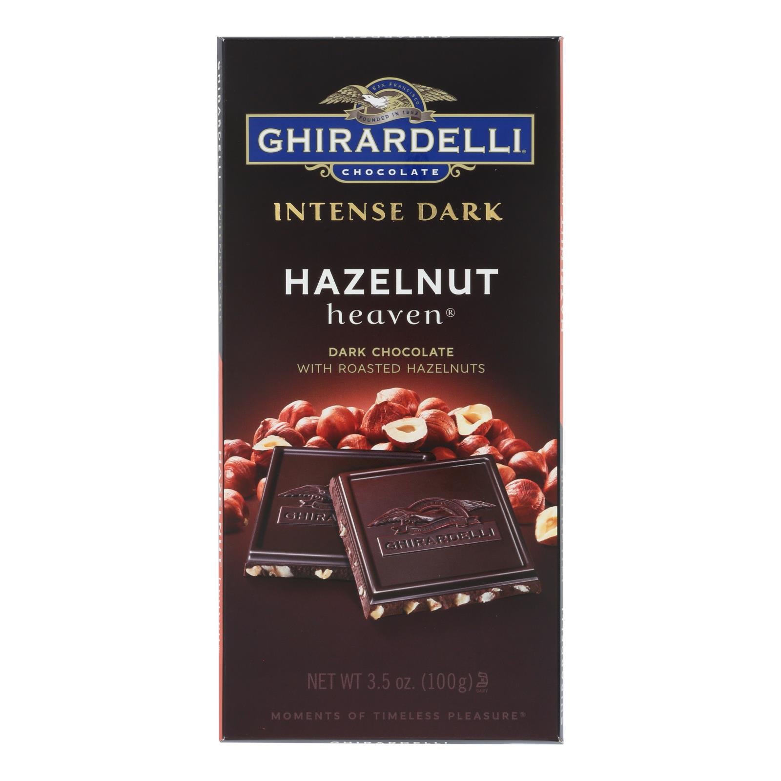 Ghirardelli Chocolate Intense Dark Hazelnut Heaven Bars  - Case of 12 - 3.5 OZ