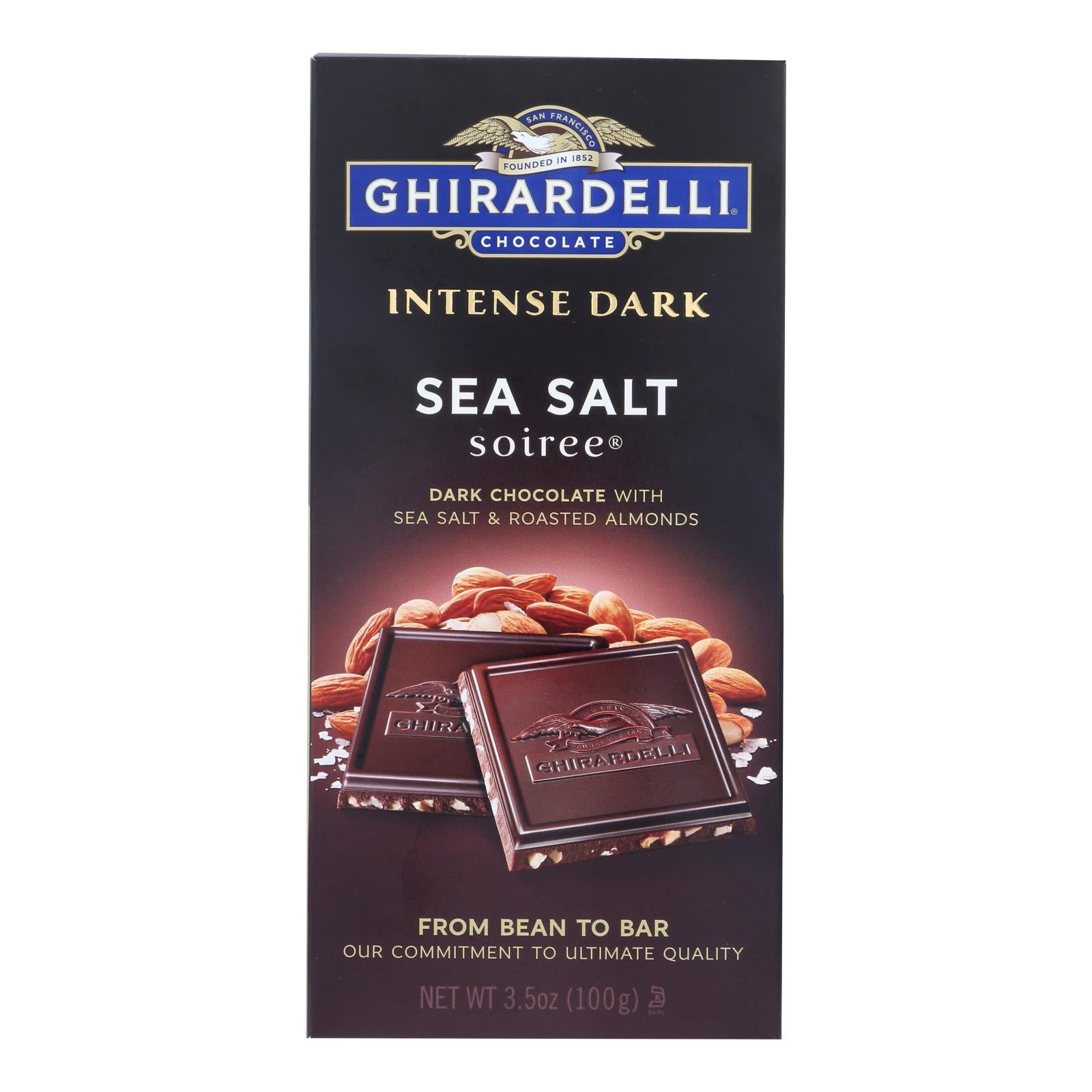 Ghirardelli Dark Bar Sea Salt Soiree Bars - Chocolate Intense - Case of 12 - 3.5 oz.