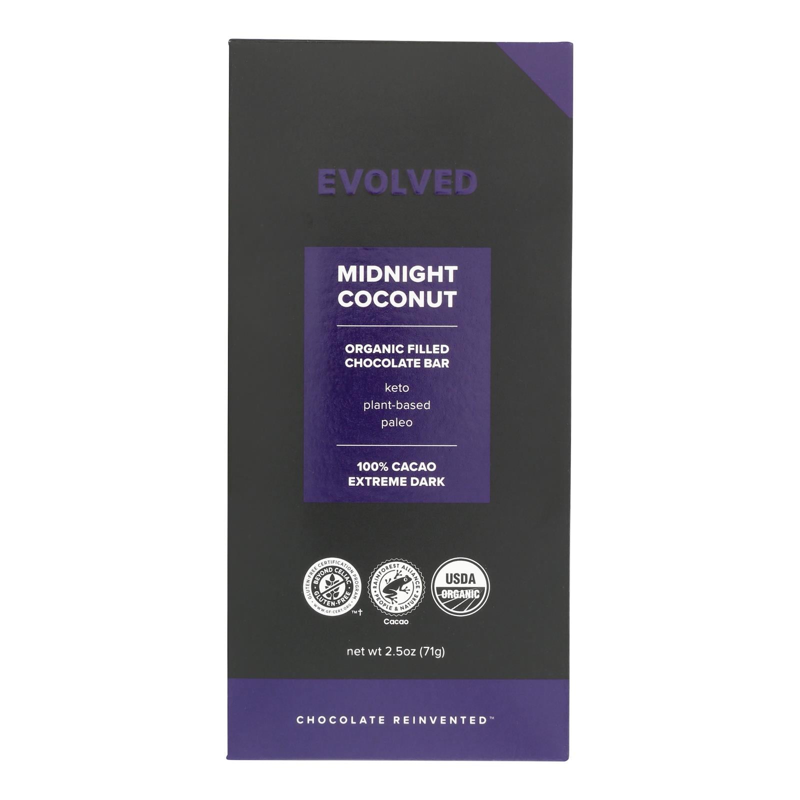 Eating Evolved Chocolate Bar - Midnight Coconut - Case of 8 - 2.5 oz.