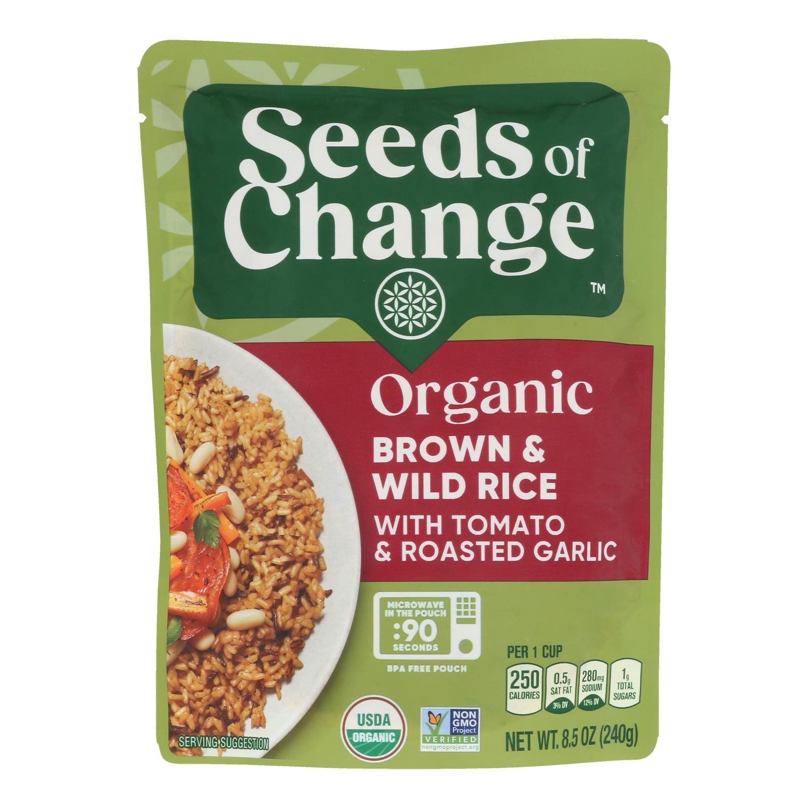 Seeds Of Change - Rice Brn Wild Tom Gar - Case of 12-8.5 OZ