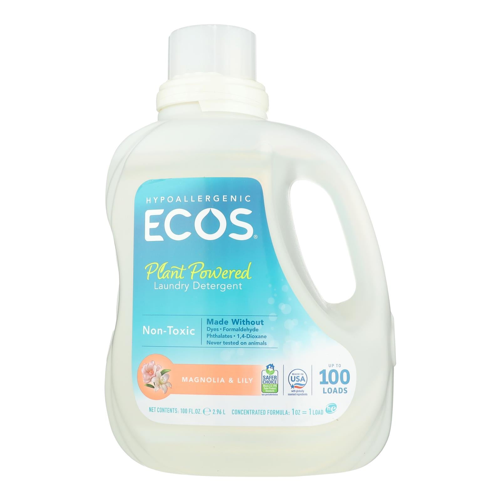 Earth Friendly Eco's 2x Ultra Liquid Laundry Detergent - Magnolia And Lily - Case Of 4 - 100 Fl Oz