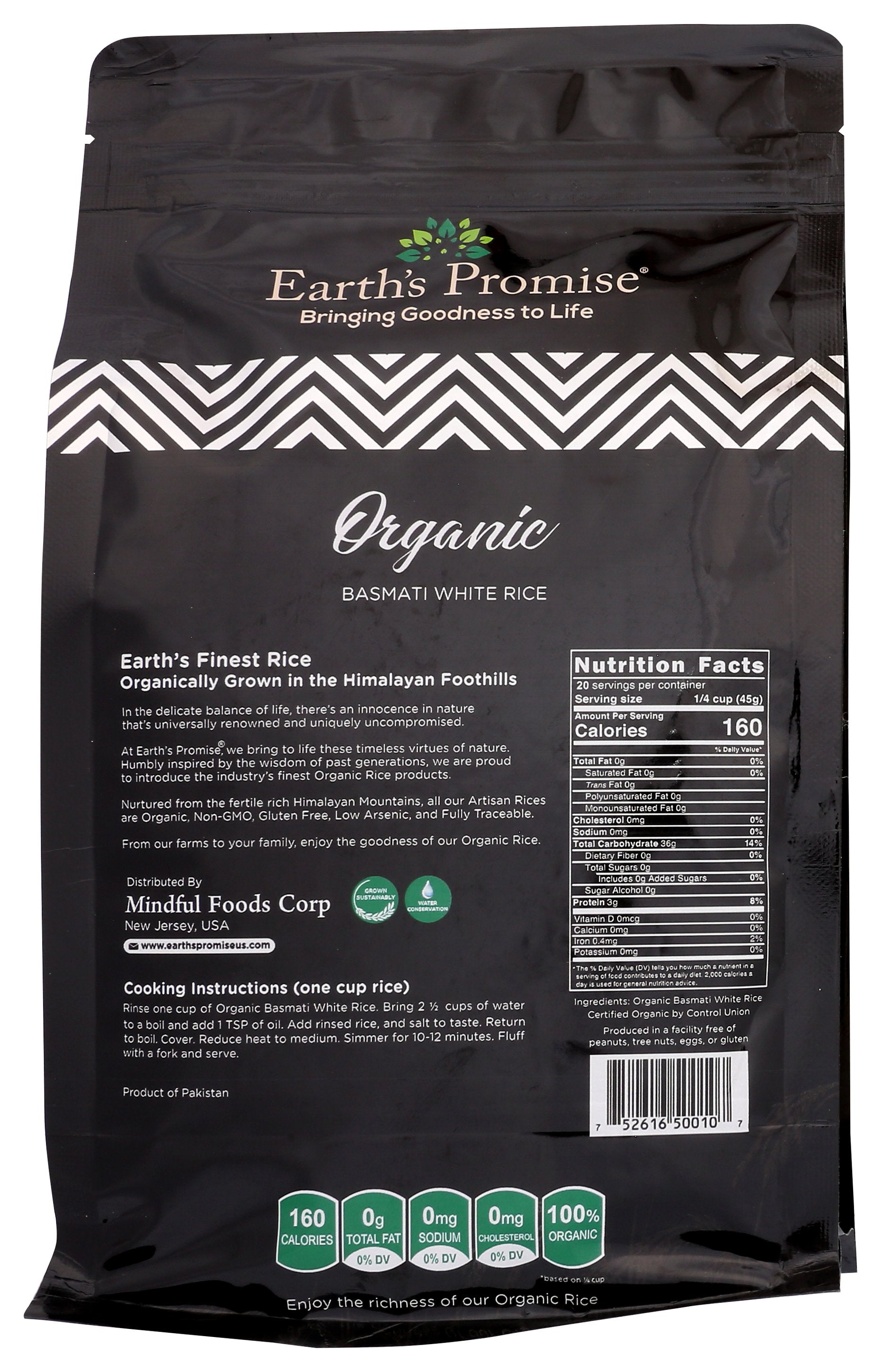 EARTHS PROMISE RICE BASMATI WHITE ORG - Case of 5
