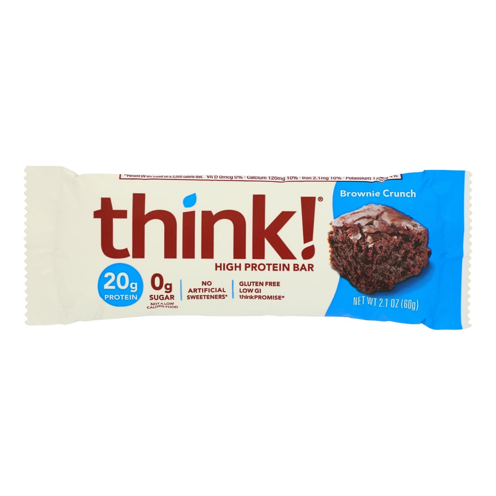 Think Products Thin Bar - Brownie Crunch - Case Of 10 - 2.1 Oz