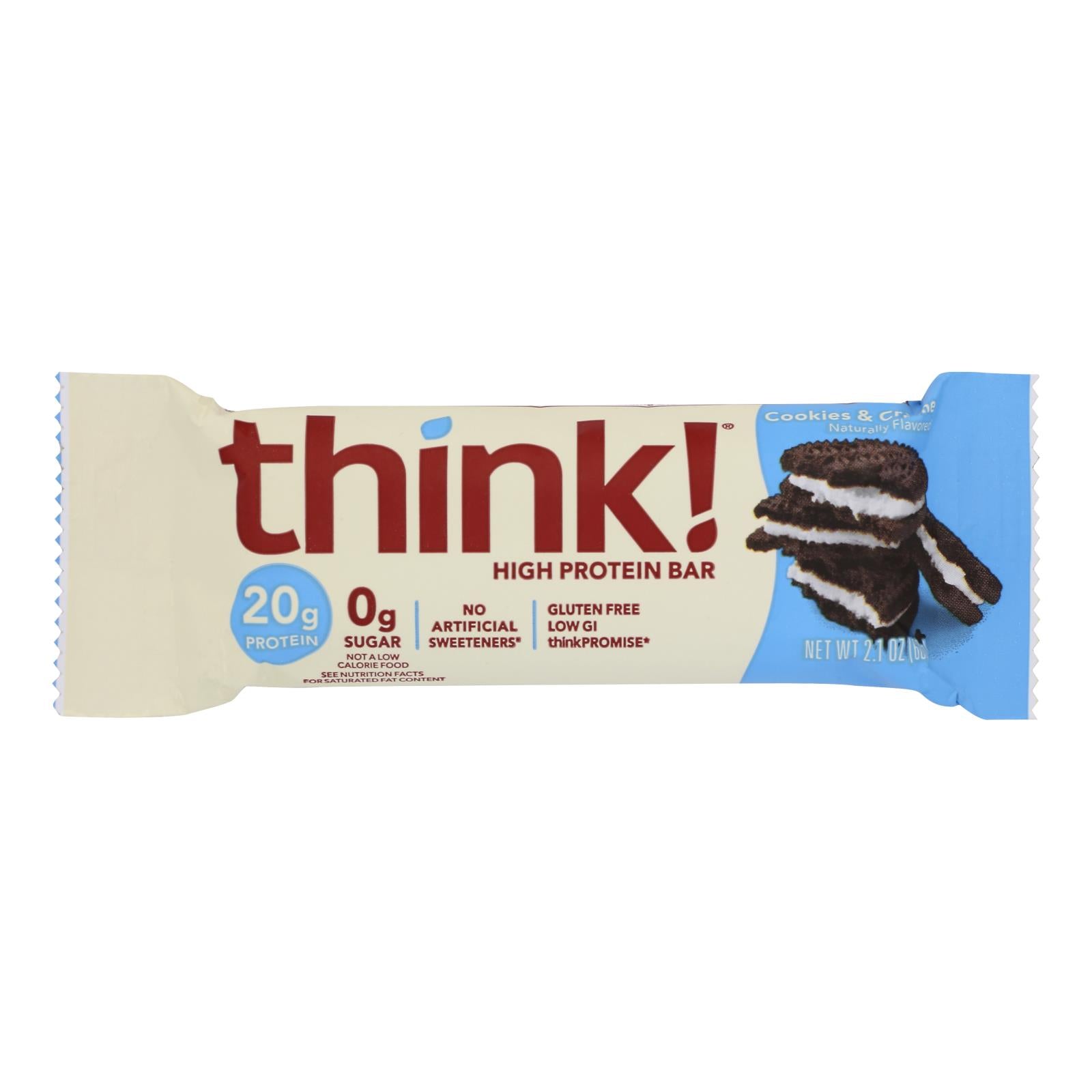 Think Products Thinkthin High Protein Bar - Cookies And Creme - 2.1 Oz - Case Of 10