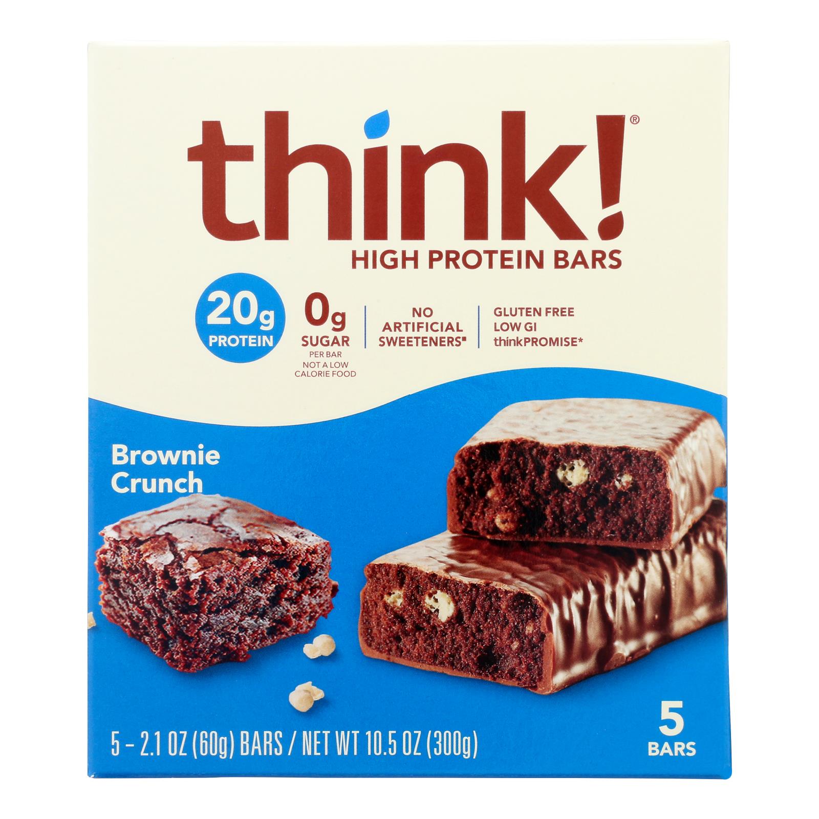 Think! Thin Brownie Crunch High Protein Bars - Case of 6 - 5/2.1 OZ