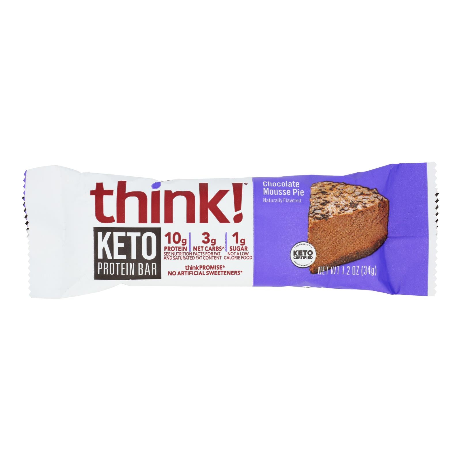 Think! - Protein Bar Kto Chocolate Mous Pie - Case Of 10-1.2 Oz