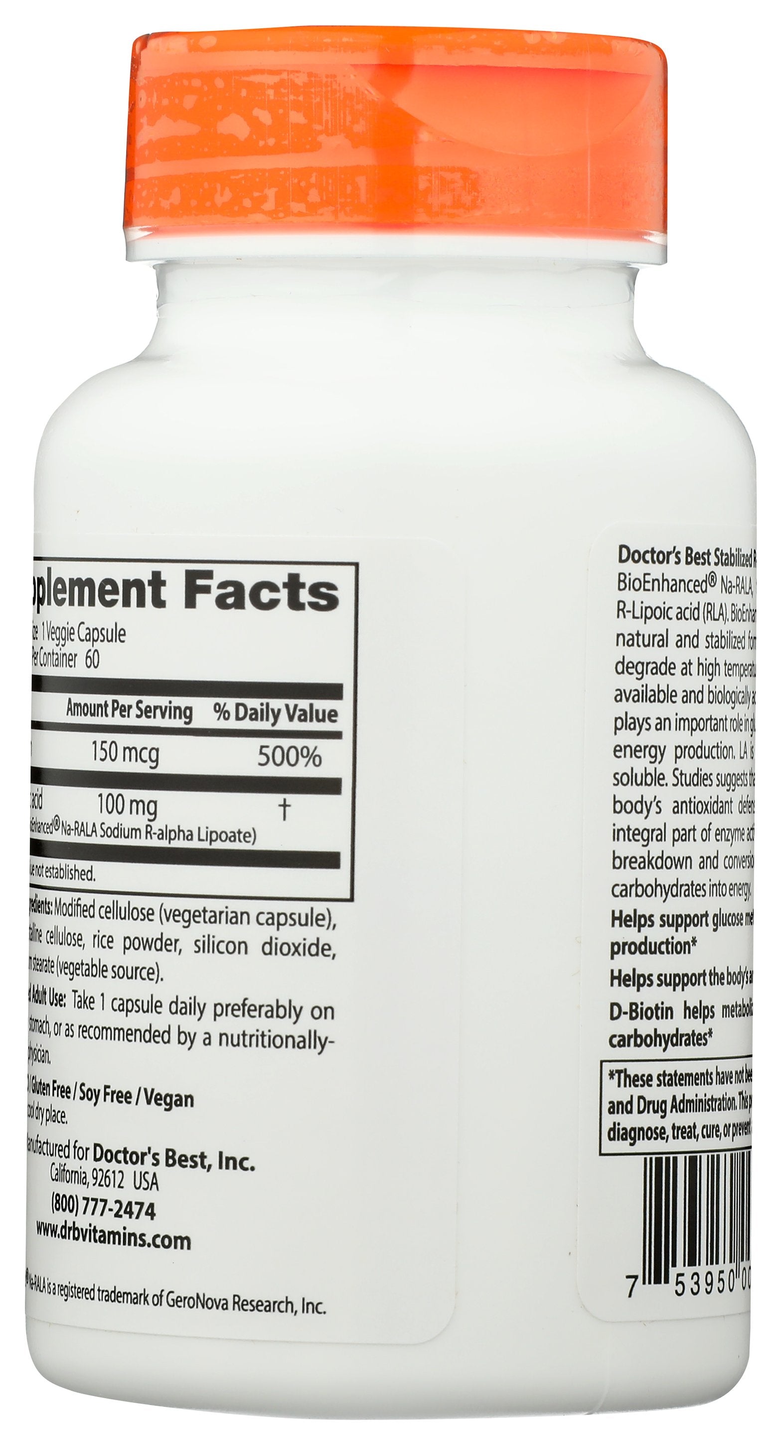 DOCTORS BEST STABLE R LIPOIC ACID 100M