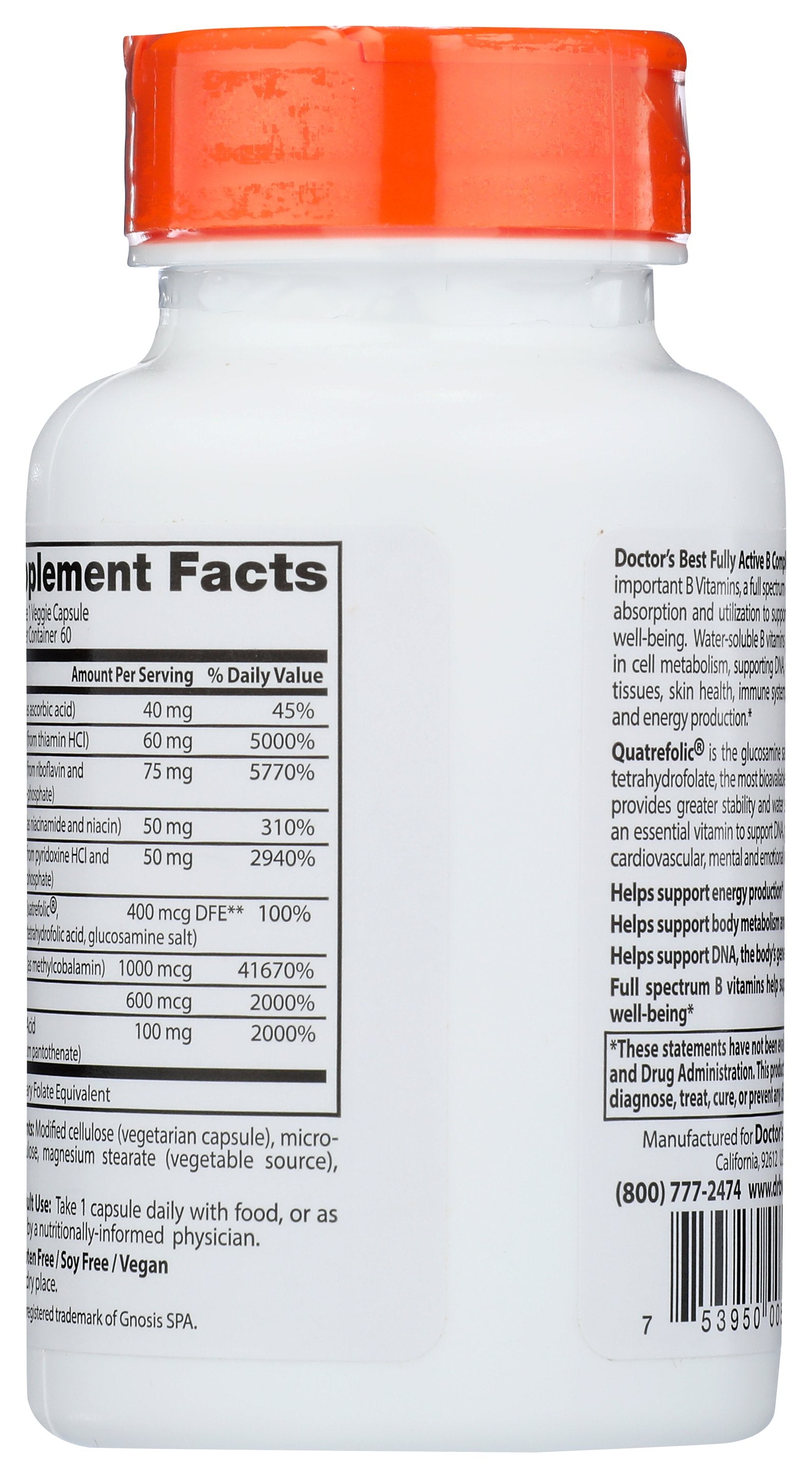 DOCTORS BEST VITAMIN B COMPLEX [FULLY ACTIVE B COMPLEX - 60 VC]