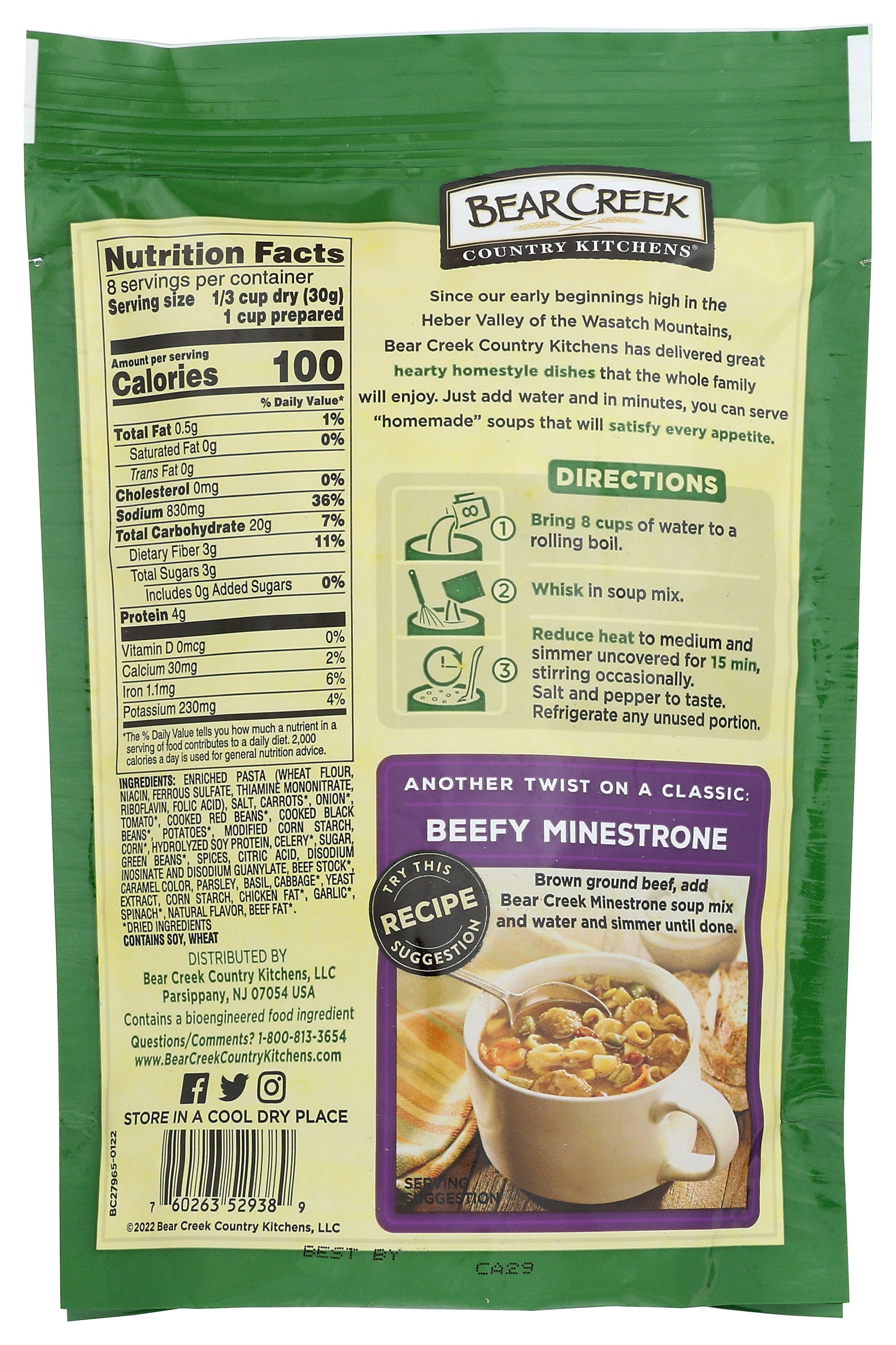 BEAR CREEK SOUP MIX MINESTRONE - Case of 6