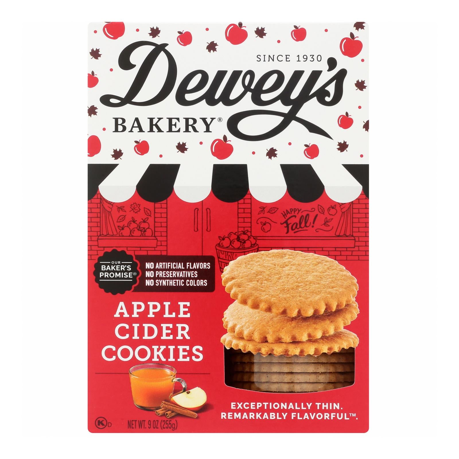 Deweys Bakery - Cookie Thins Apple Cider - Case of 6-9 OZ