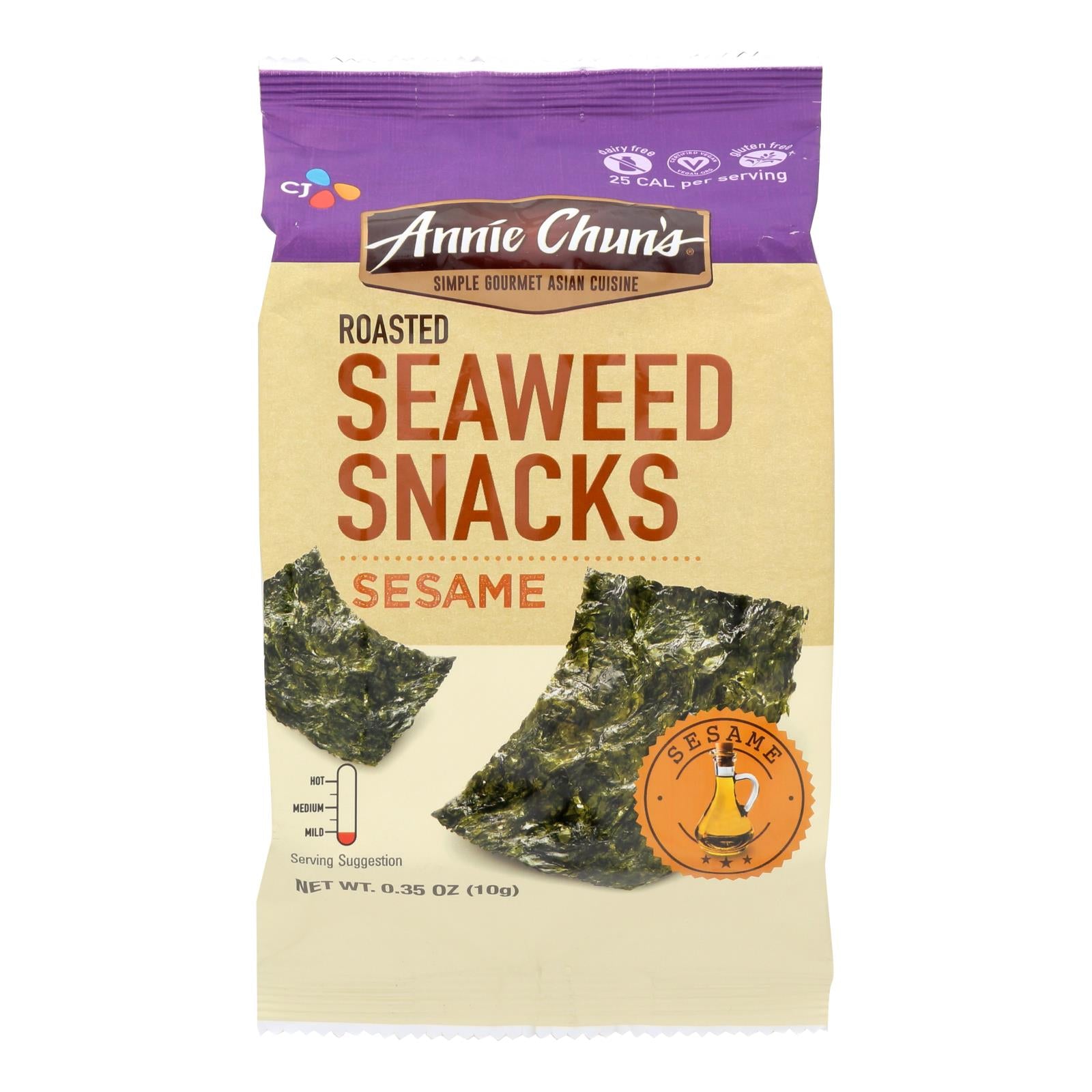 Annie Chun's Seaweed Snacks Roasted Sesame - Case Of 12 - 0.35 Oz.