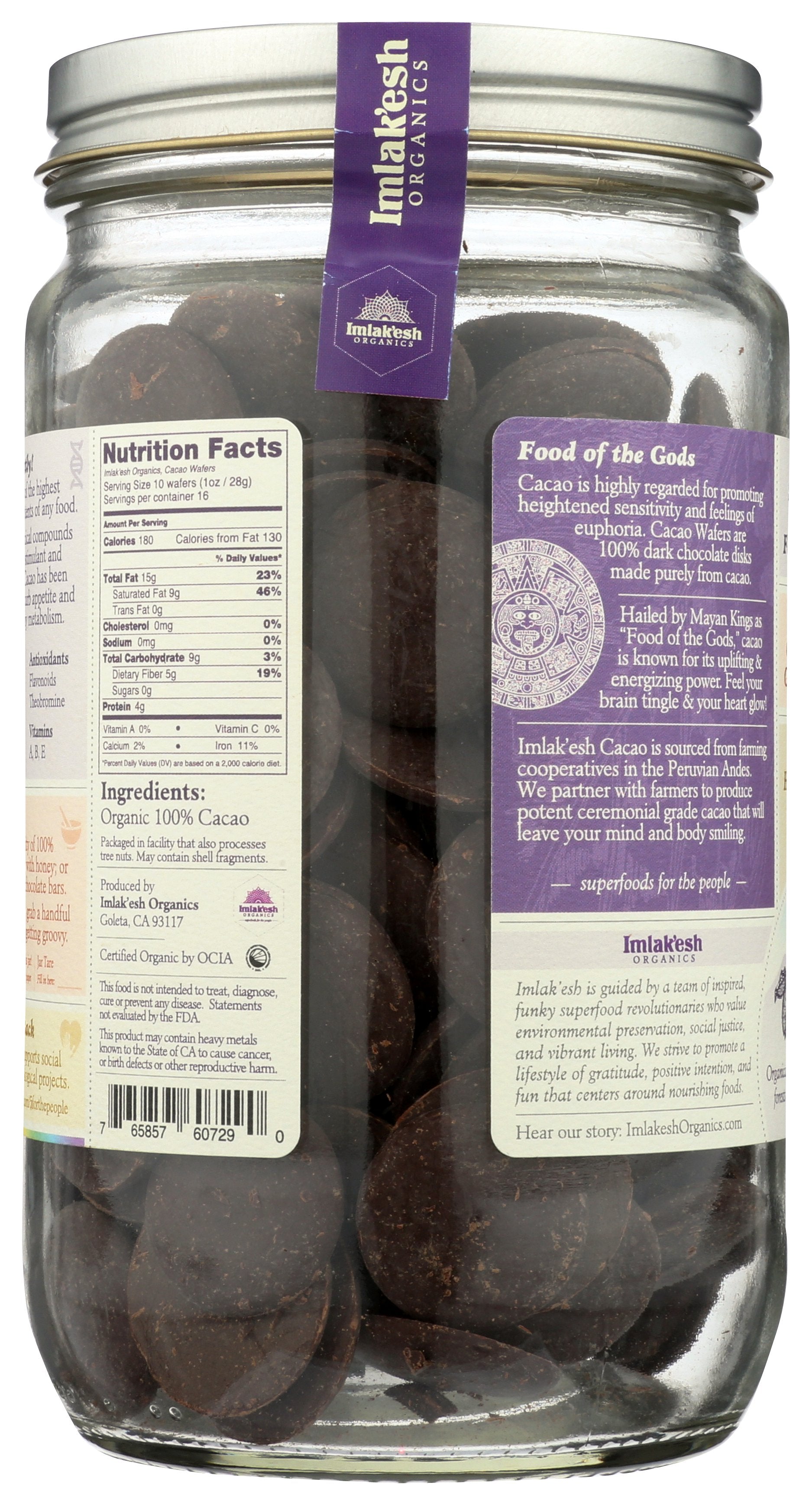 IMLAKESH ORGANICS WAFERS CACAO RAW ORG - Case of 6