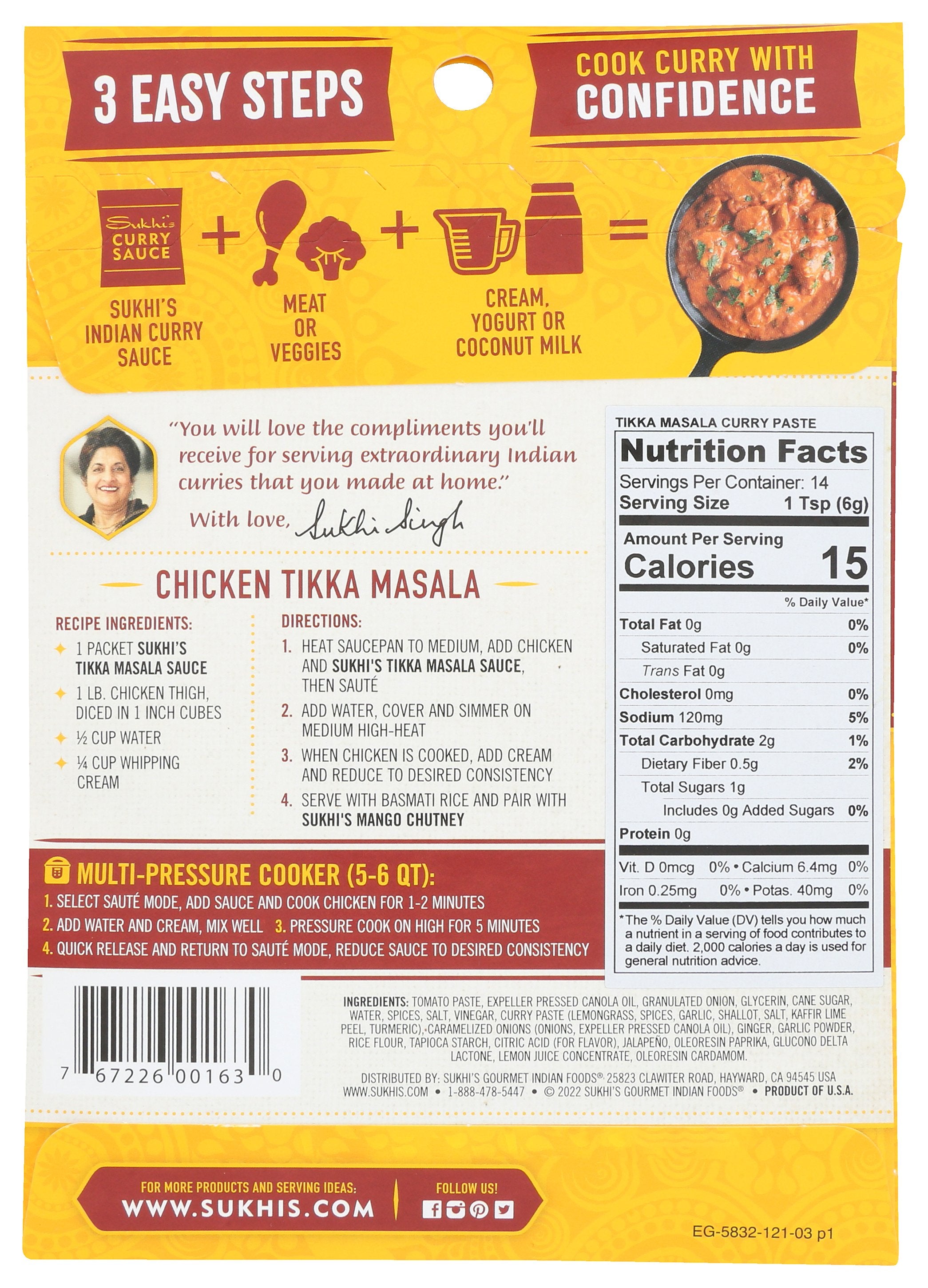 SUKHIS SAUCE CURRY TIKKA MASALA - Case of 6