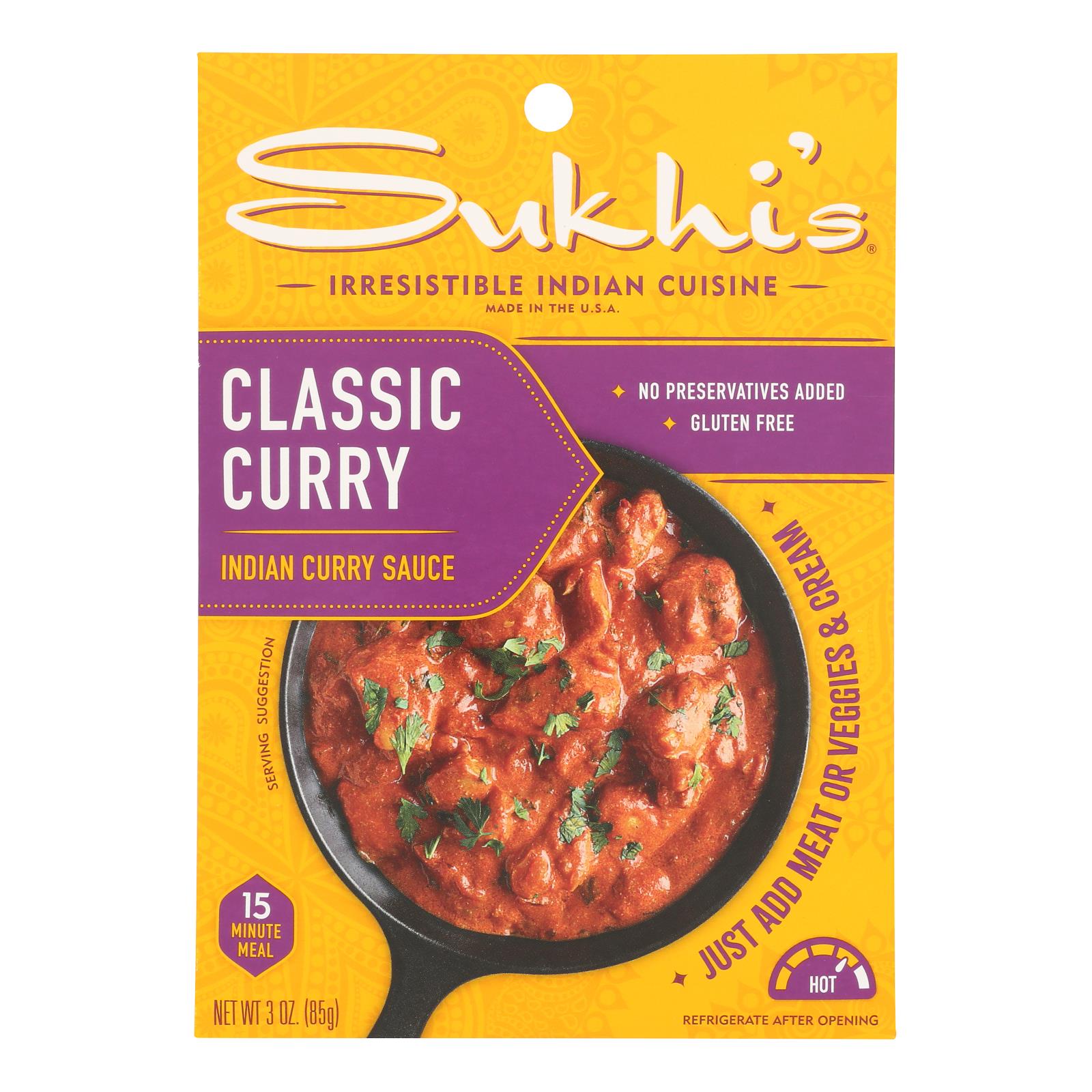 Sukhi's Gourmet Indian Food Classic Curry Sauce - 3 oz - Case of 6