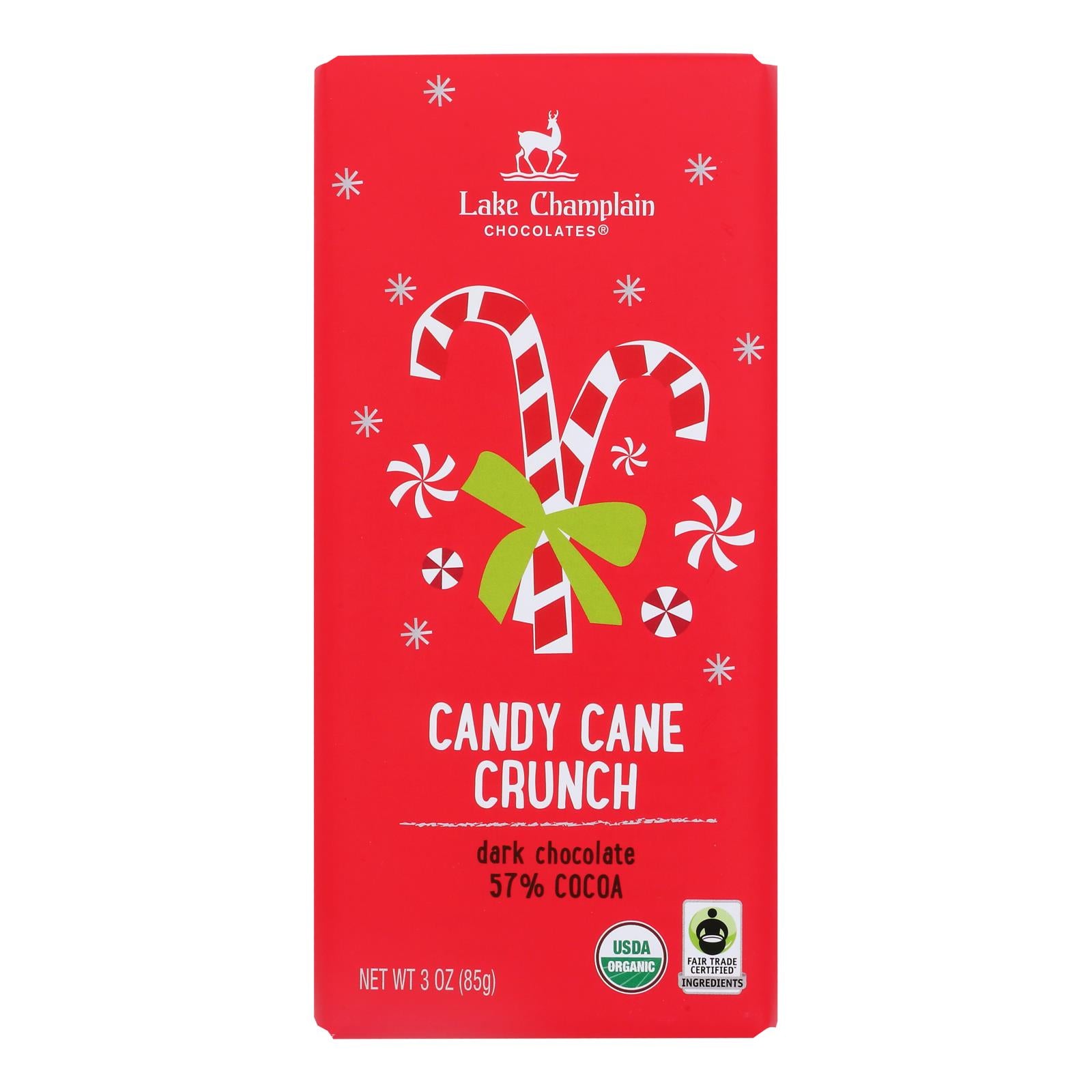 Lake Champlain Chocolates - Bar Dark Chocolate Candy Cane - Case of 12-3 OZ