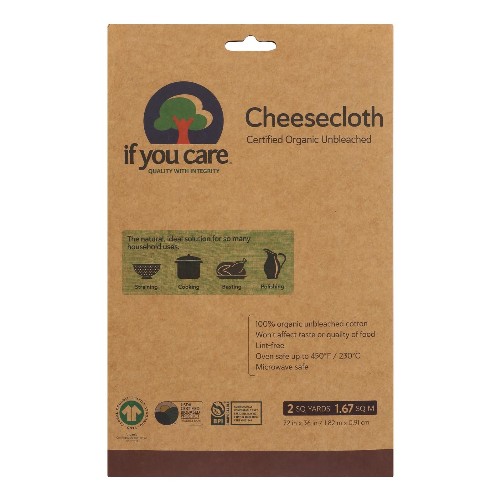 If You Care Cheesecloth - Unbleached - Case Of 24 - 2 Yard