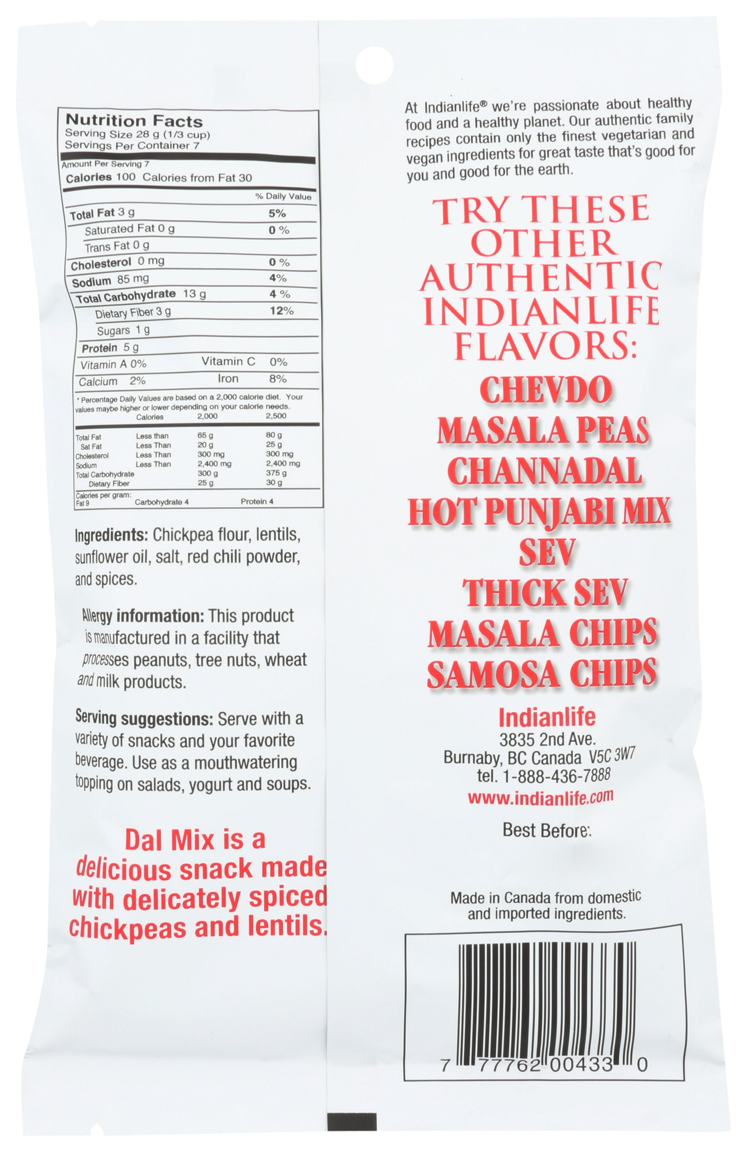 INDIANLIFE MIX SNACK DAL - Case of 8