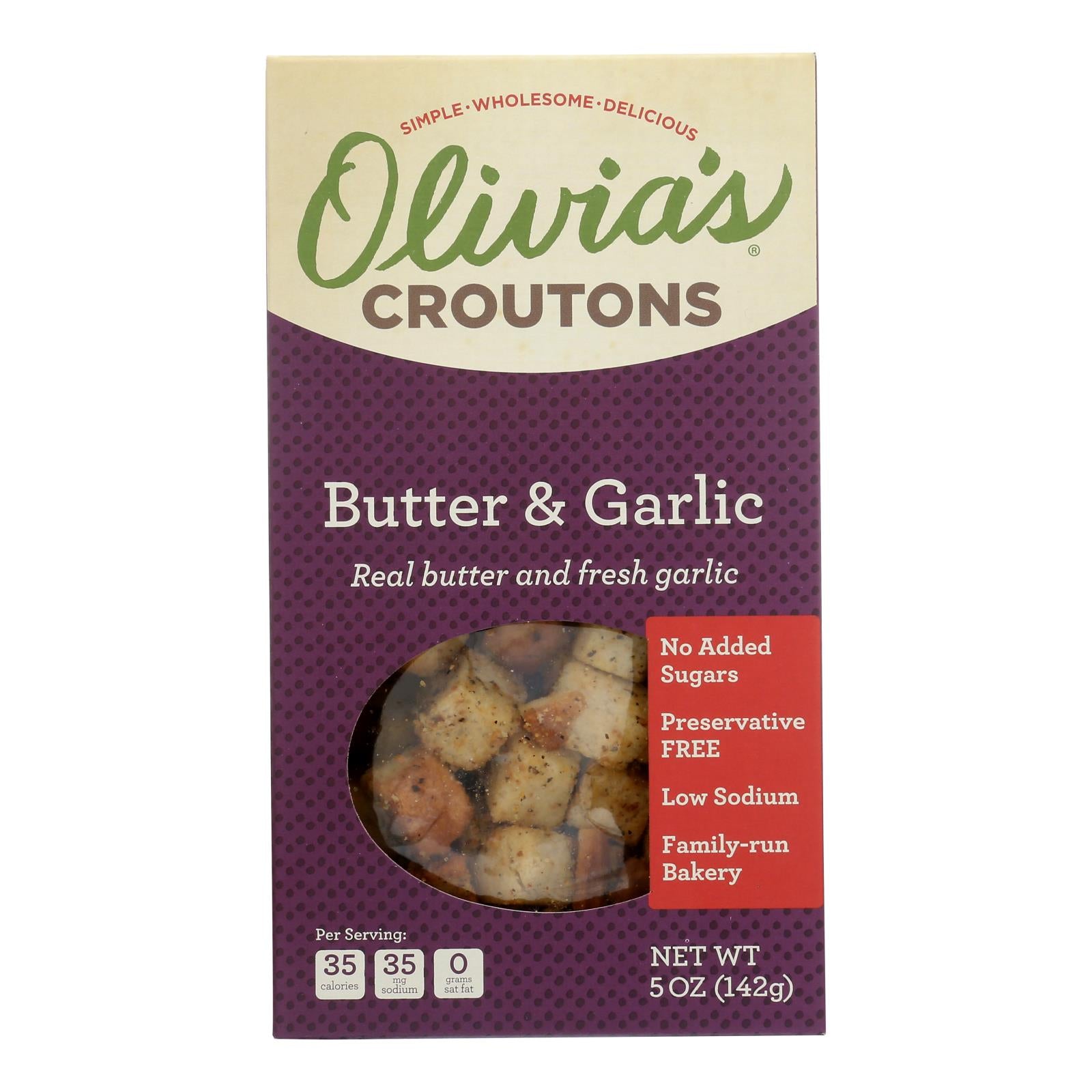 Olivia's - Croutons Butter&garlic - Case of 6 - 5 OZ